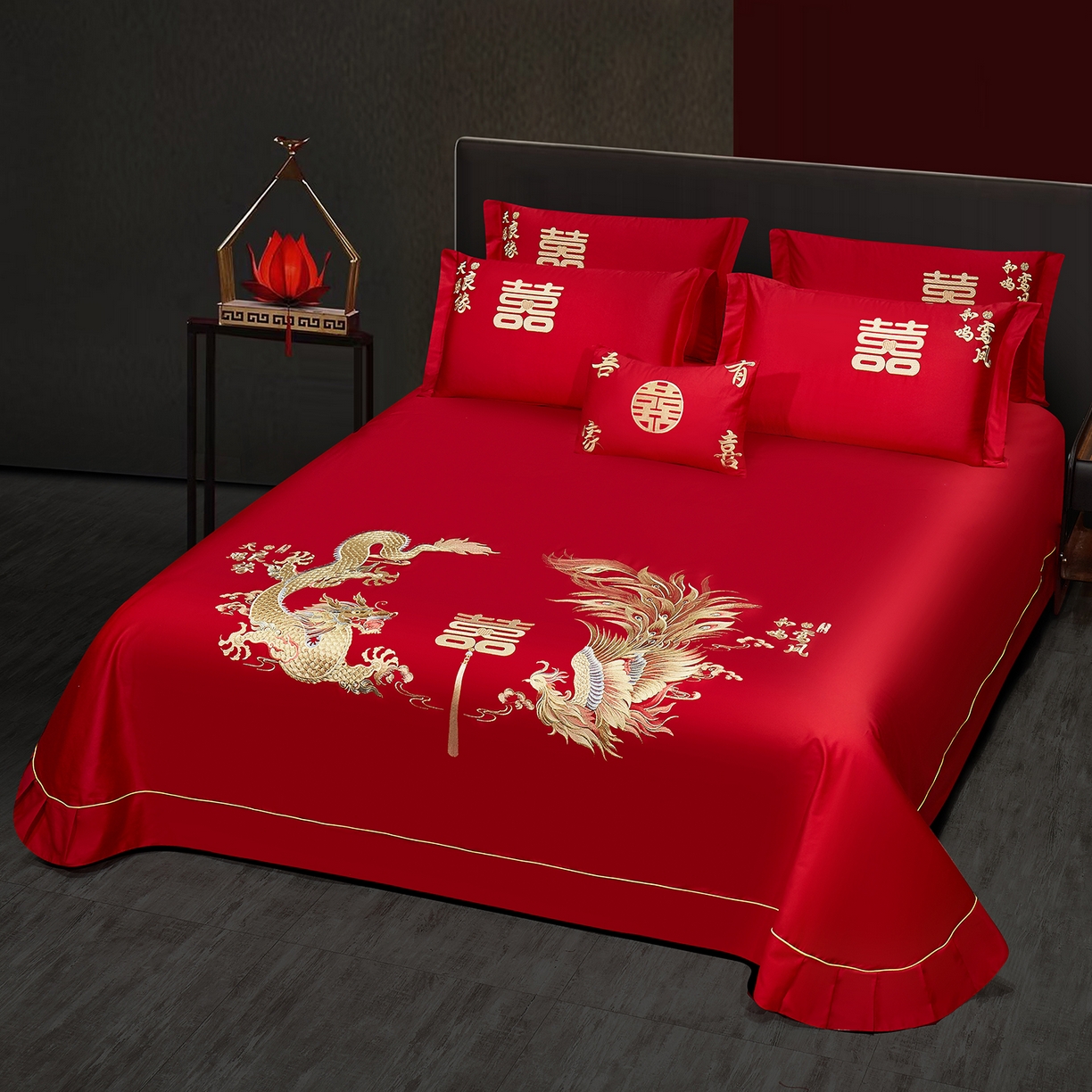 91家纺网 家纺一手货源 找家纺 浩情国际婚庆供货中心 2026新款长绒棉100%纯棉全棉结婚刺绣婚庆床单单件绣花纯色三件套单品婚庆枕套长期供货 提供买家秀 鸾凤和鸣-绣花款