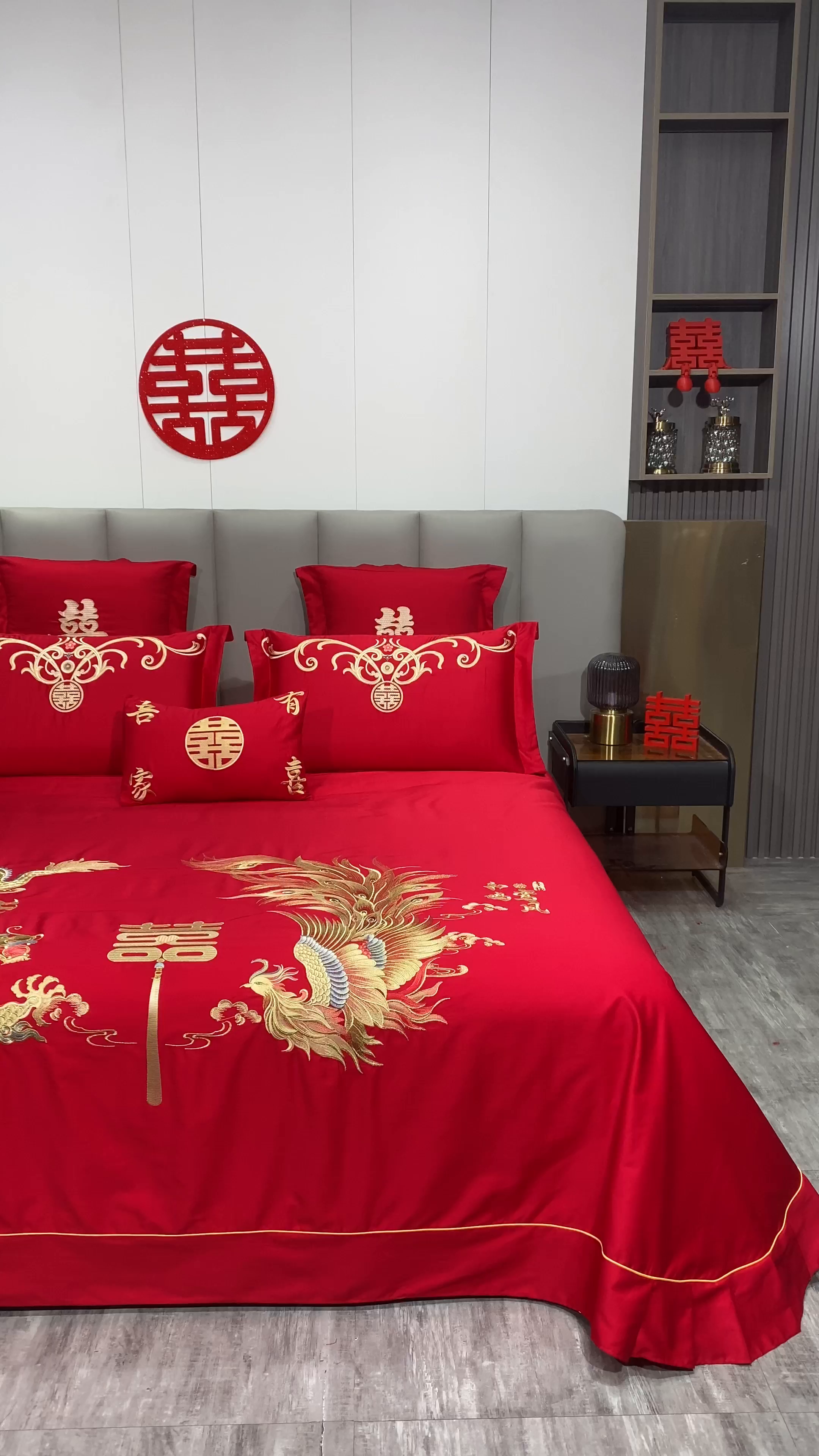 91家纺网 家纺一手货源 找家纺 浩情国际婚庆供货中心 2026新款长绒棉100%纯棉全棉结婚刺绣婚庆床单单件绣花纯色三件套单品婚庆枕套长期供货 提供买家秀 鸾凤和鸣-绣花款