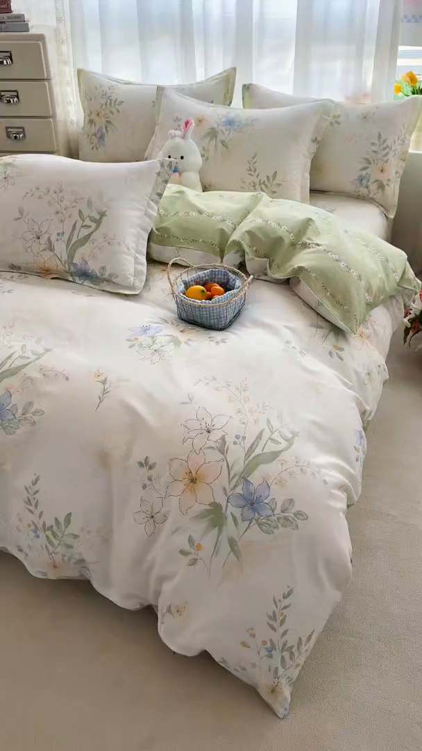 91家纺网 家纺一手货源 找家纺 （总）壹贝家纺 2026新款小清新纯棉印花四件套系列
