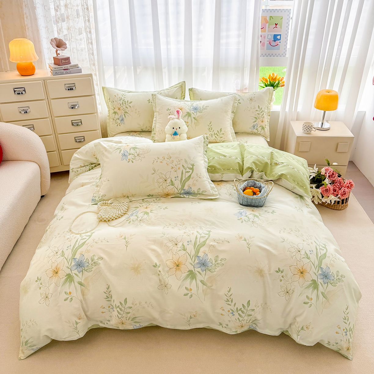 91家纺网 家纺一手货源 找家纺 （总）壹贝家纺 2026新款小清新纯棉印花四件套系列