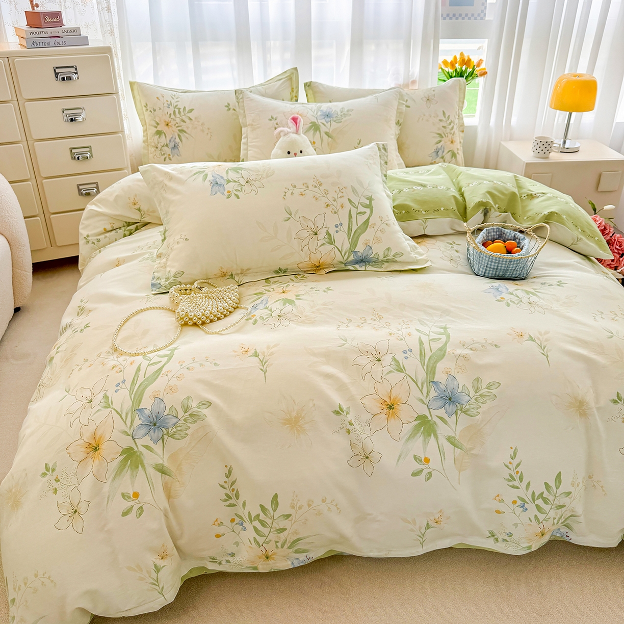 91家纺网 家纺一手货源 找家纺 （总）壹贝家纺 2026新款小清新纯棉印花四件套系列