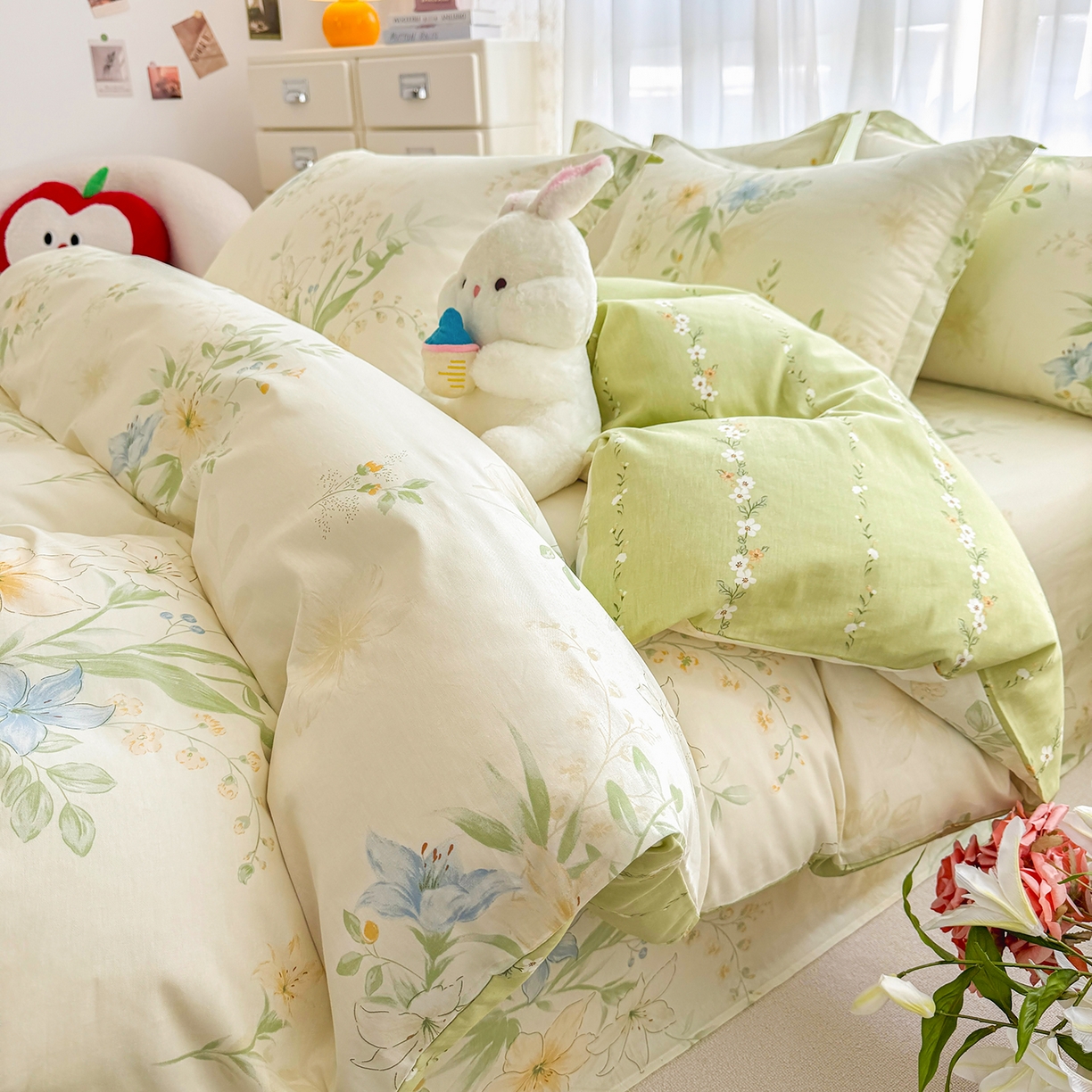 91家纺网 家纺一手货源 找家纺 （总）壹贝家纺 2026新款小清新纯棉印花四件套系列