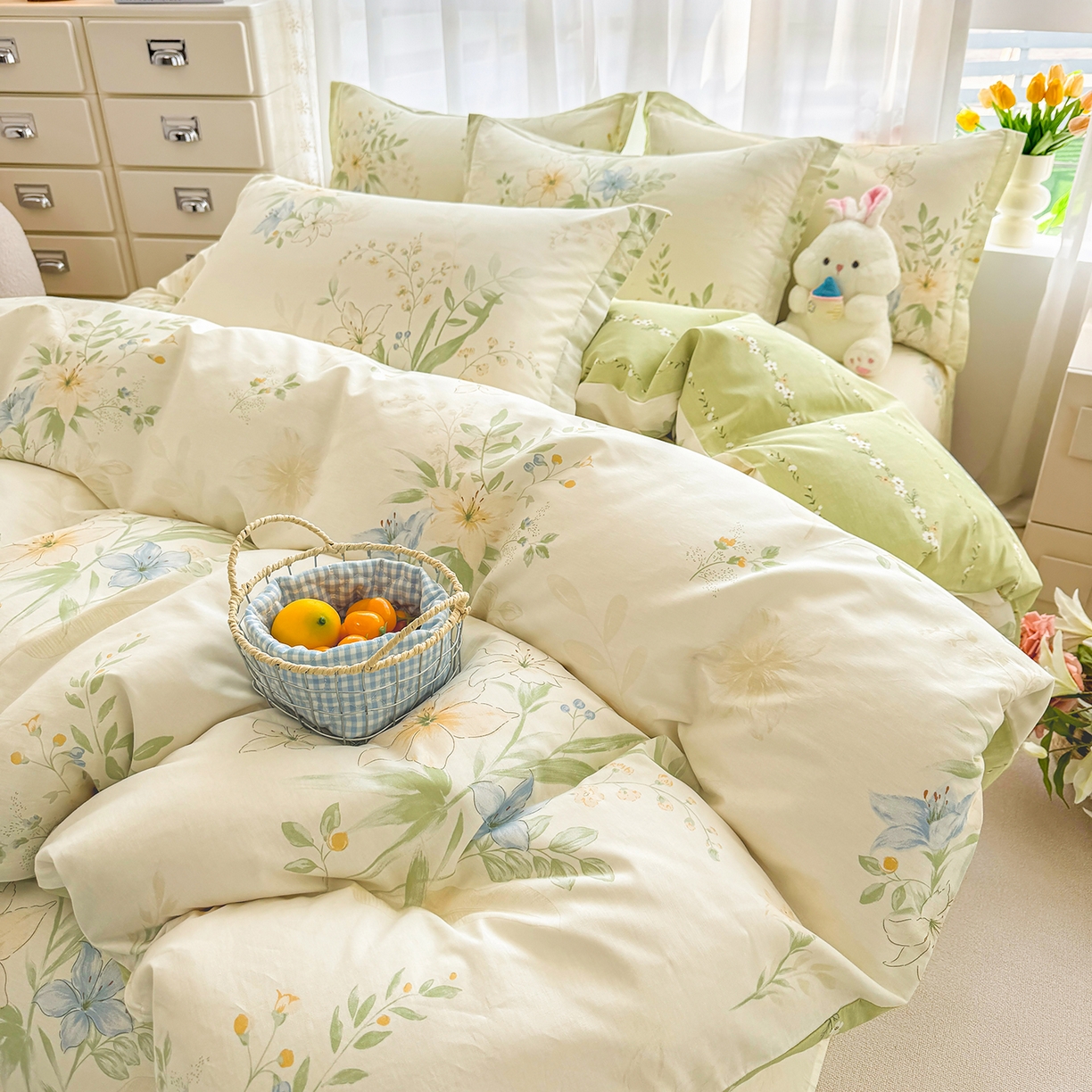 91家纺网 家纺一手货源 找家纺 （总）壹贝家纺 2026新款小清新纯棉印花四件套系列