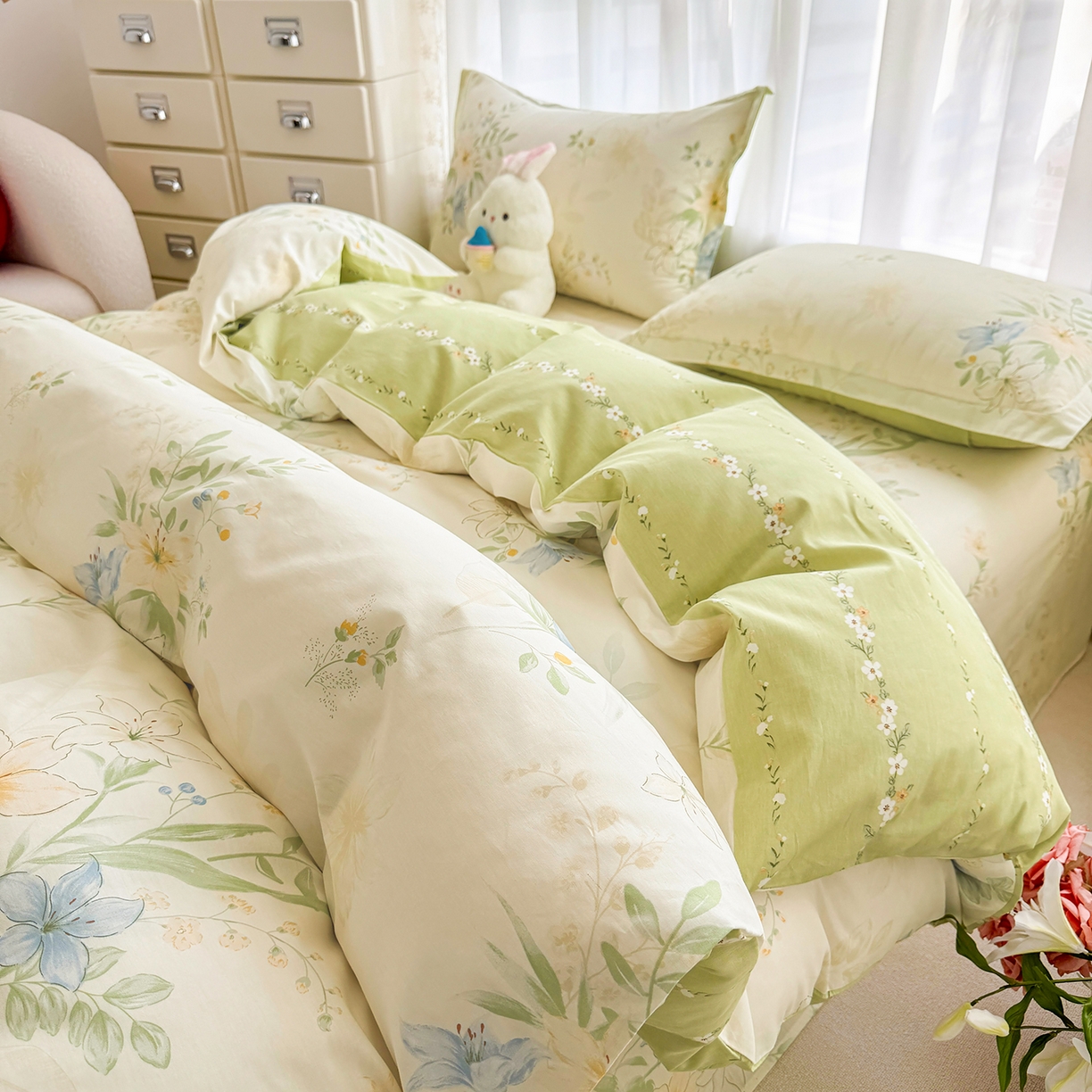 91家纺网 家纺一手货源 找家纺 （总）壹贝家纺 2026新款小清新纯棉印花四件套系列