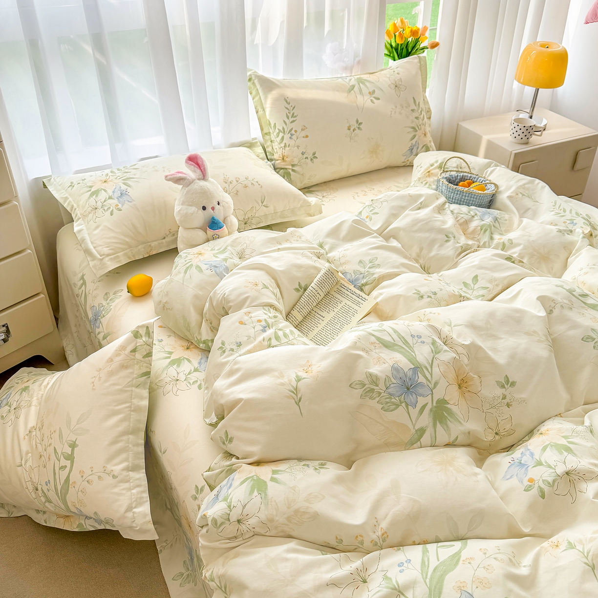 91家纺网 家纺一手货源 找家纺 （总）壹贝家纺 2026新款小清新纯棉印花四件套系列