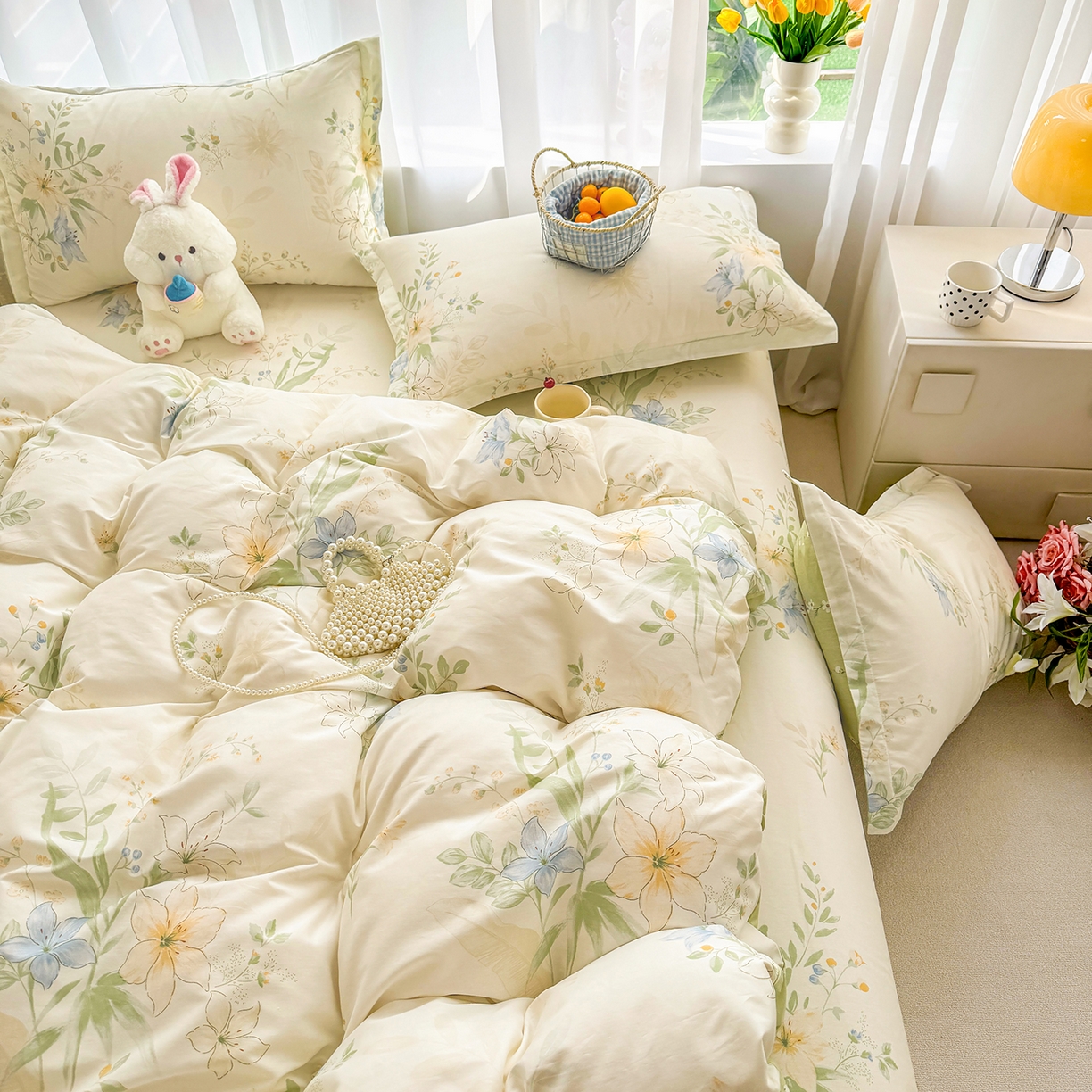 91家纺网 家纺一手货源 找家纺 （总）壹贝家纺 2026新款小清新纯棉印花四件套系列