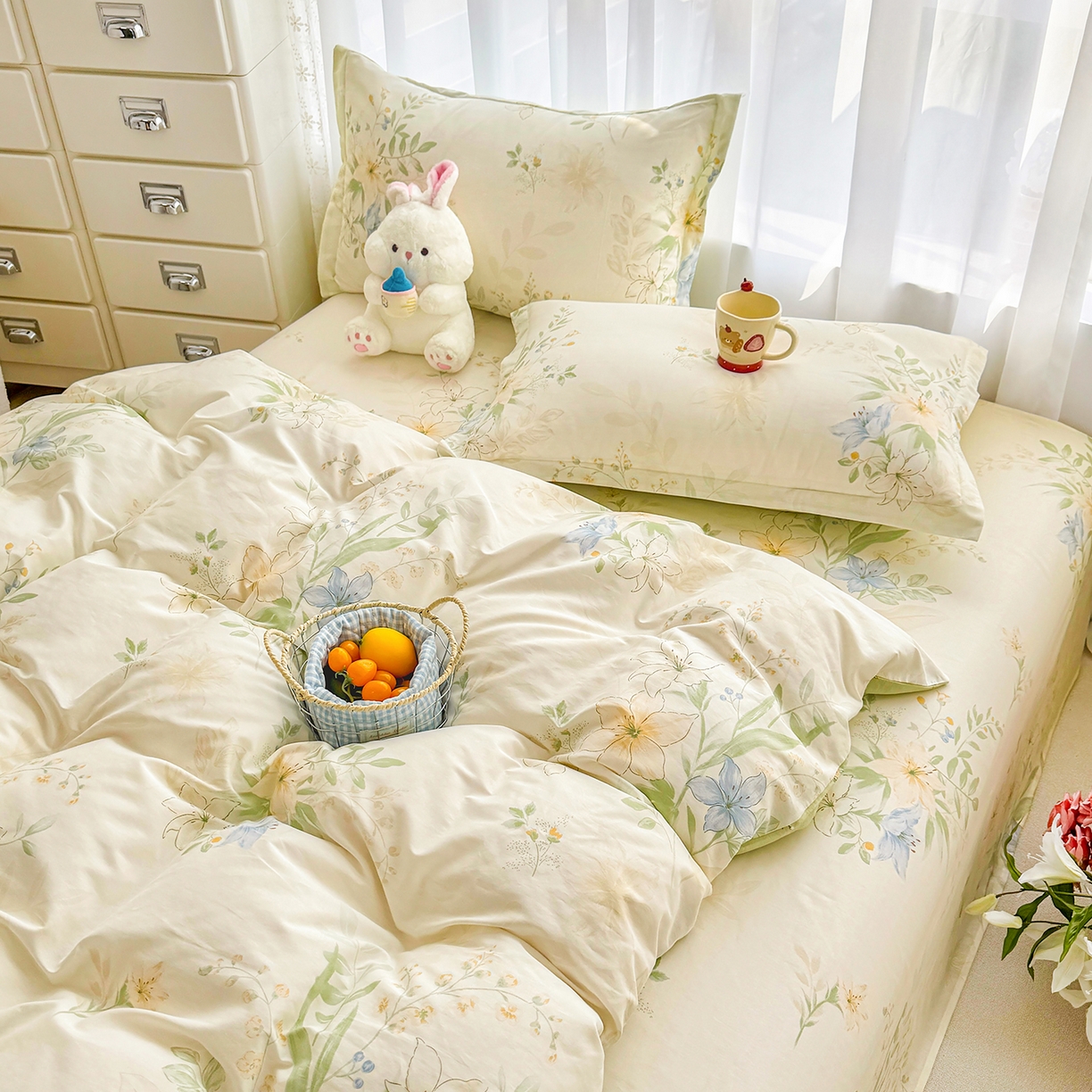 91家纺网 家纺一手货源 找家纺 （总）壹贝家纺 2026新款小清新纯棉印花四件套系列