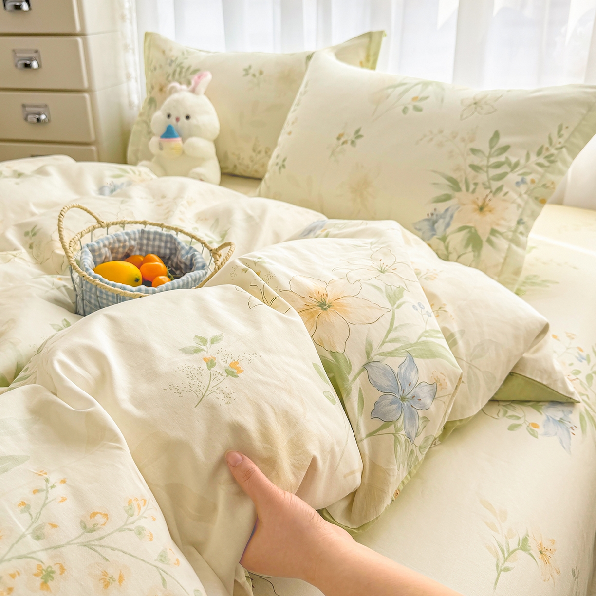 91家纺网 家纺一手货源 找家纺 （总）壹贝家纺 2026新款小清新纯棉印花四件套系列