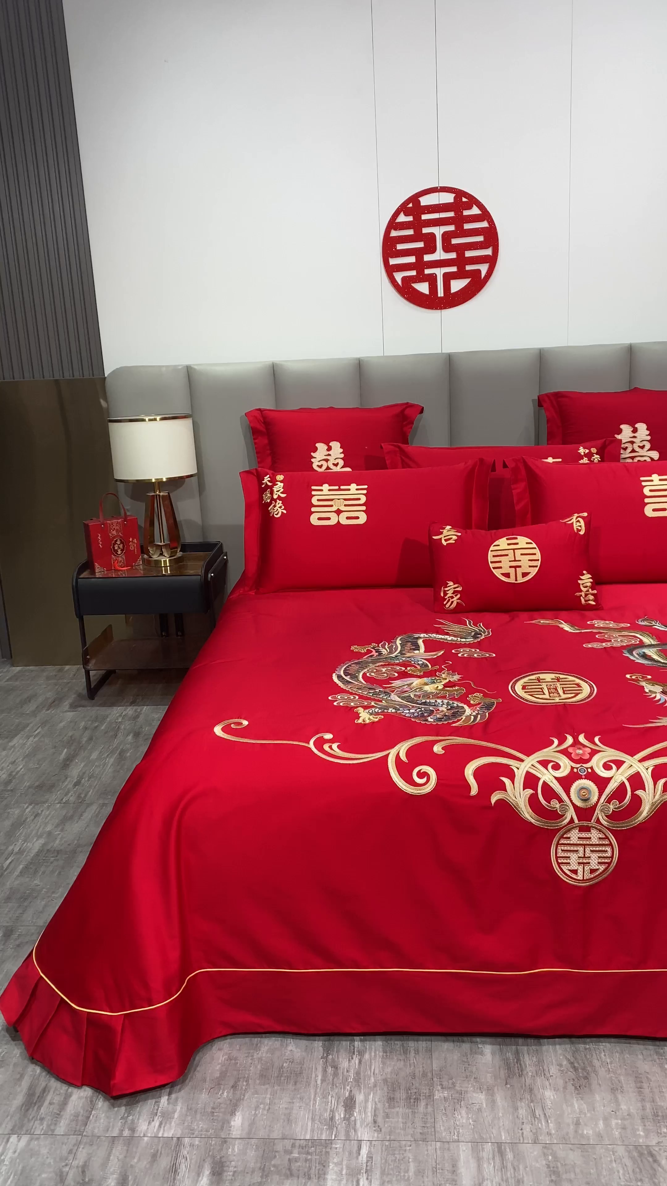 91家纺网 家纺一手货源 找家纺 浩情国际婚庆供货中心 2026新款长绒棉100%纯棉全棉结婚刺绣婚庆床单单件绣花纯色三件套单品婚庆枕套长期供货 提供买家秀 龙姿凤彩-绣花款