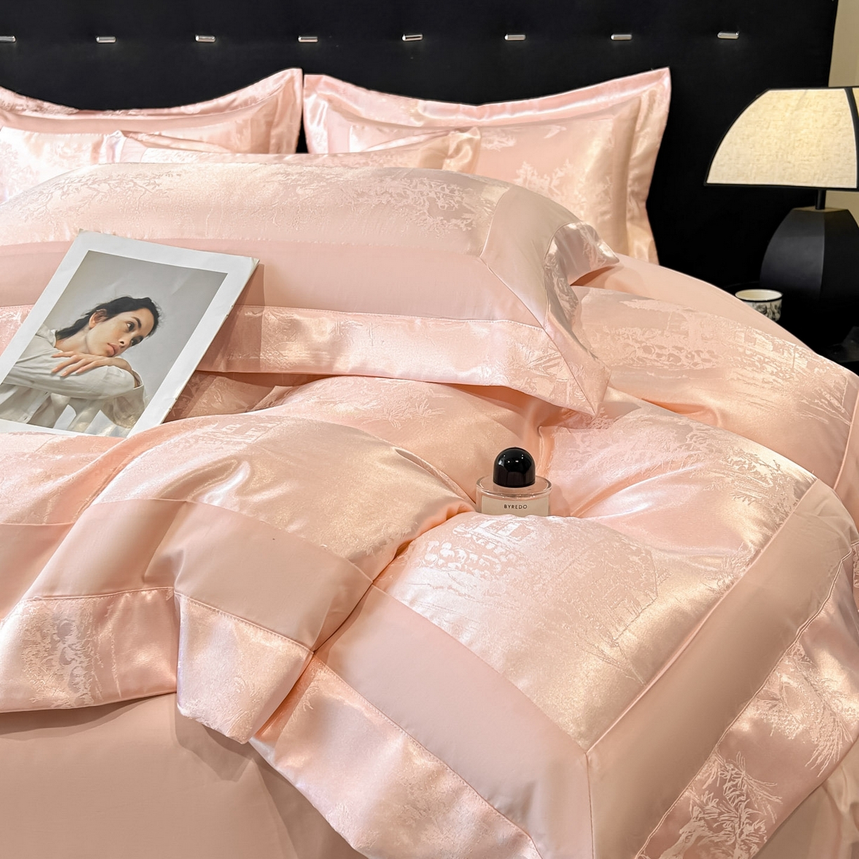 91家纺网 家纺一手货源 找家纺 （总）博纳家纺 2026新款亲肤棉色织提花宽边四件套-水墨江南