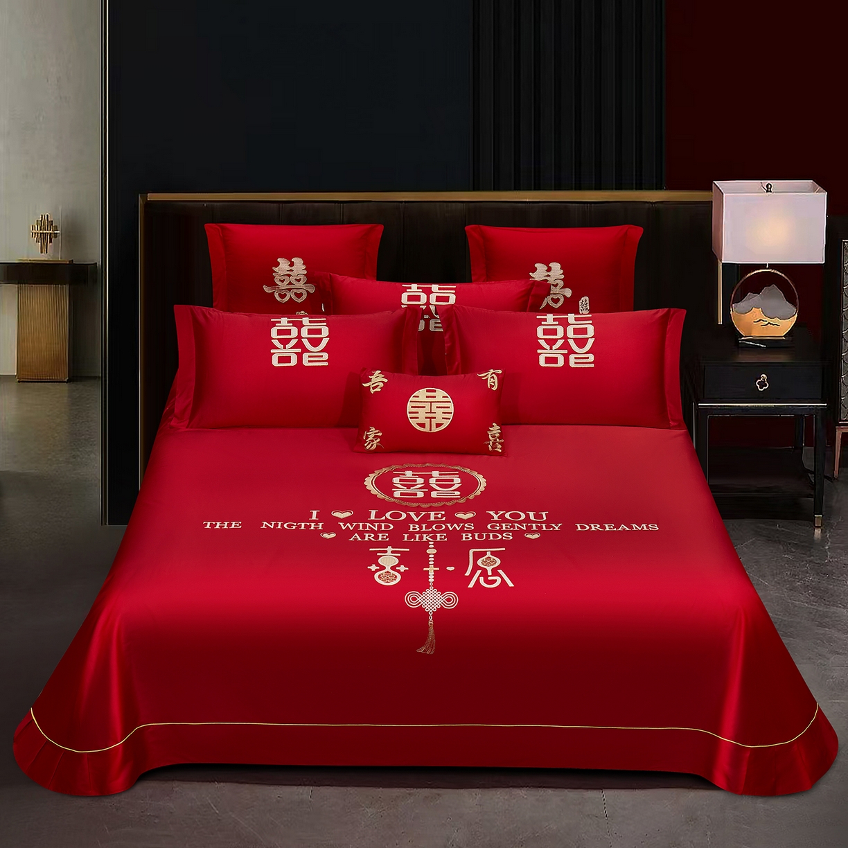 浩情国际婚庆供货中心 2026新款长绒棉100%纯棉全棉结婚刺绣婚庆床单单件绣花纯色三件套单品婚庆枕套长期供货 提供买家秀 名门贵绣-绣花款