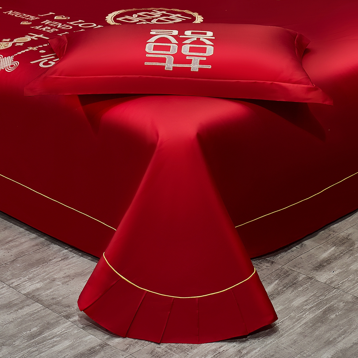 91家纺网 家纺一手货源 找家纺 浩情国际婚庆供货中心 2026新款长绒棉100%纯棉全棉结婚刺绣婚庆床单单件绣花纯色三件套单品婚庆枕套长期供货 提供买家秀 名门贵绣-绣花款