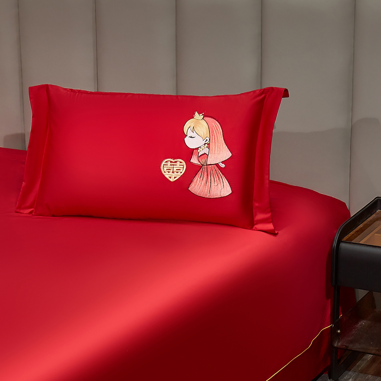 91家纺网 家纺一手货源 找家纺 浩情国际婚庆供货中心 2026新款长绒棉100%纯棉全棉结婚刺绣婚庆床单单件绣花纯色三件套单品婚庆枕套长期供货 提供买家秀 真爱一生-绣花款