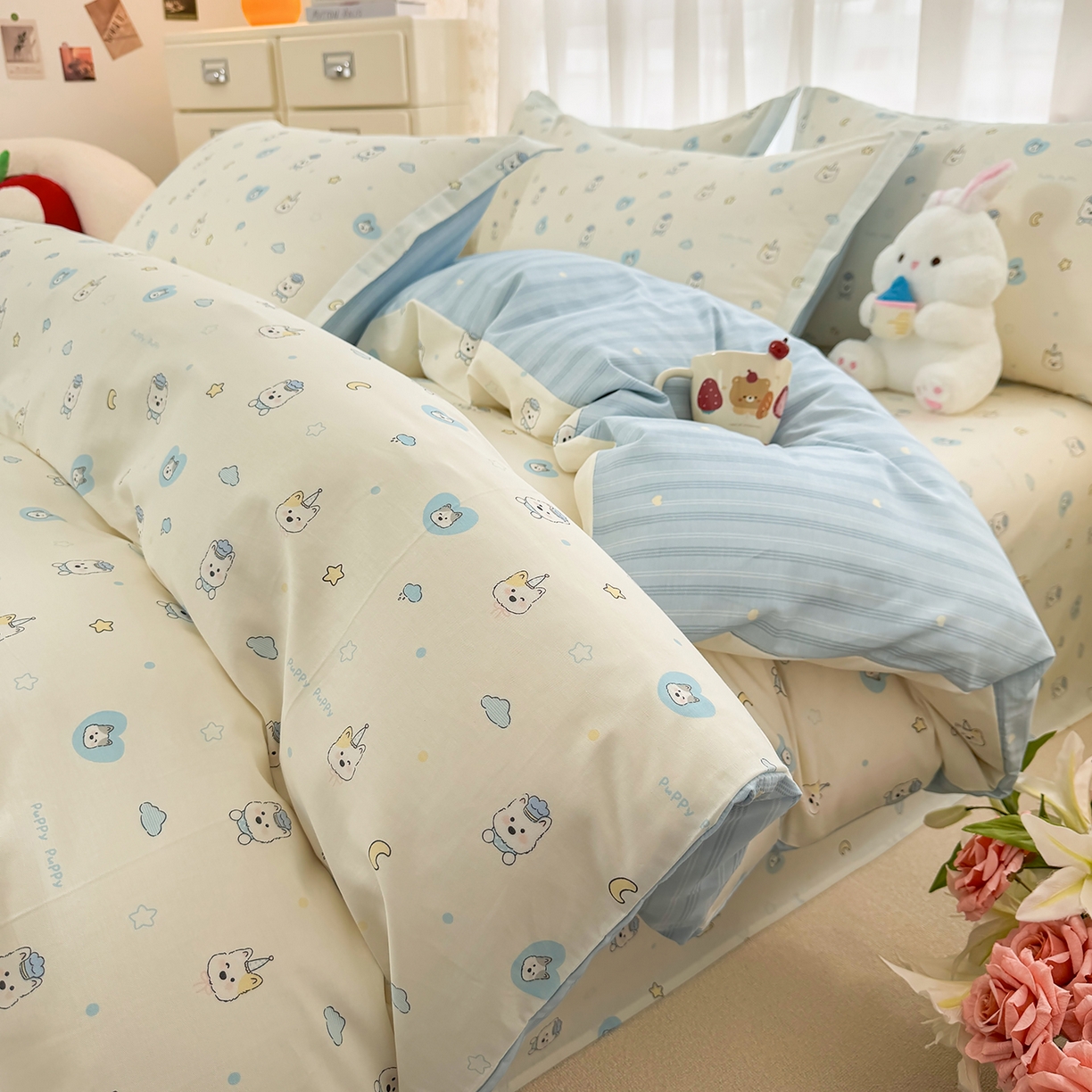 91家纺网 家纺一手货源 找家纺 （总）壹贝家纺 2026新款小清新纯棉印花四件套系列