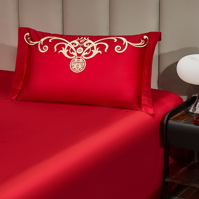 91家纺网 家纺一手货源 找家纺 浩情国际婚庆供货中心 2026新款长绒棉100%纯棉全棉结婚刺绣婚庆床单单件绣花纯色三件套单品婚庆枕套长期供货 提供买家秀 至尊龙凤-纯色款