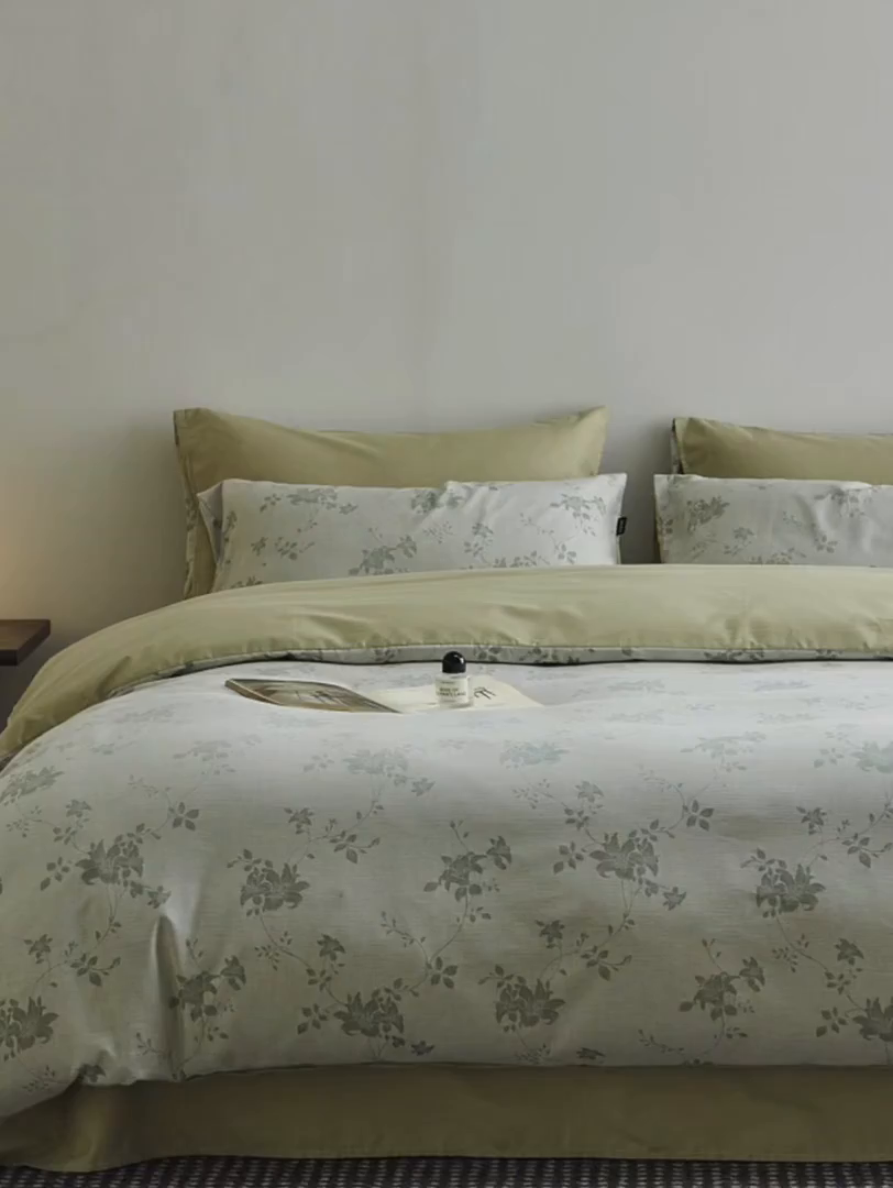 91家纺网 家纺一手货源 找家纺 XIWEN-希文家纺 2026新款春夏全棉云柔60s大提花四件套 花汀