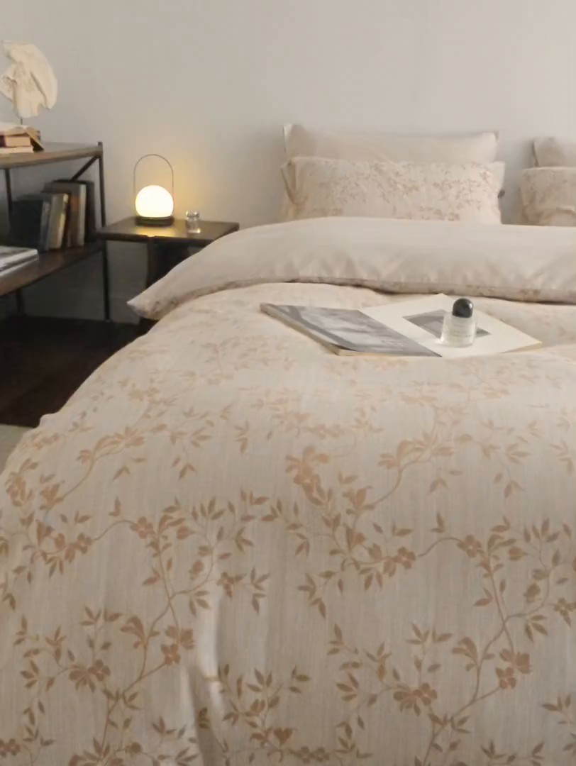 91家纺网 家纺一手货源 找家纺 XIWEN-希文家纺 2026新款春夏全棉云柔60s大提花四件套 枝叶繁华