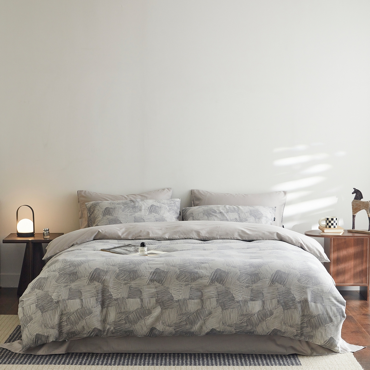 XIWEN-希文家纺 2026新款春夏全棉云柔60s大提花四件套 织梦-灰