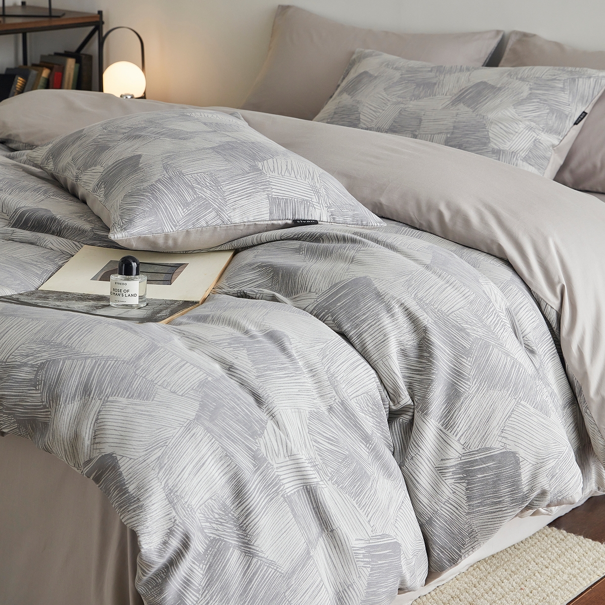 91家纺网 家纺一手货源 找家纺 XIWEN-希文家纺 2026新款春夏全棉云柔60s大提花四件套 织梦-灰