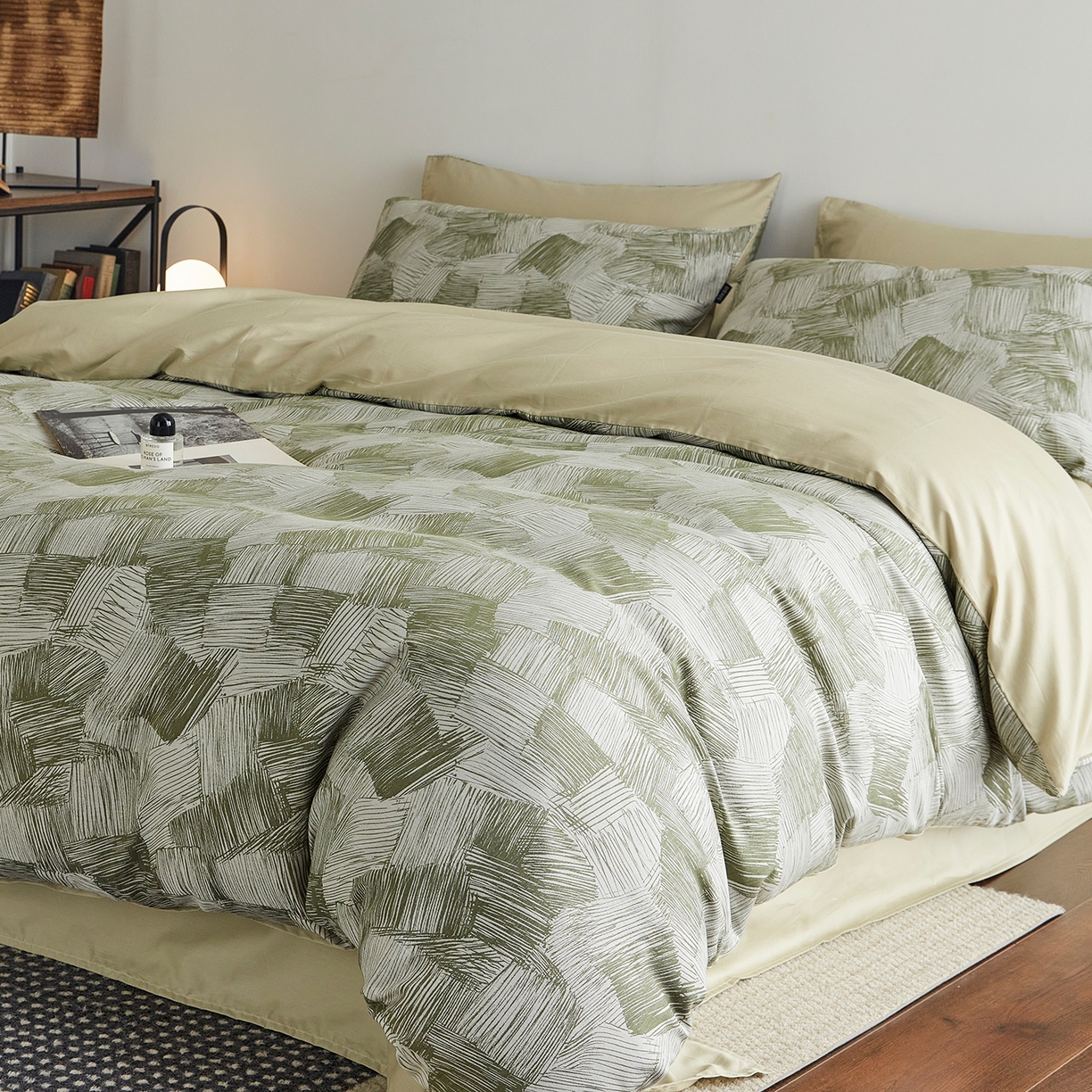 91家纺网 家纺一手货源 找家纺 XIWEN-希文家纺 2026新款春夏全棉云柔60s大提花四件套 织梦-绿