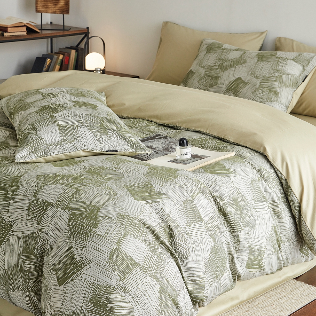 91家纺网 家纺一手货源 找家纺 XIWEN-希文家纺 2026新款春夏全棉云柔60s大提花四件套 织梦-绿