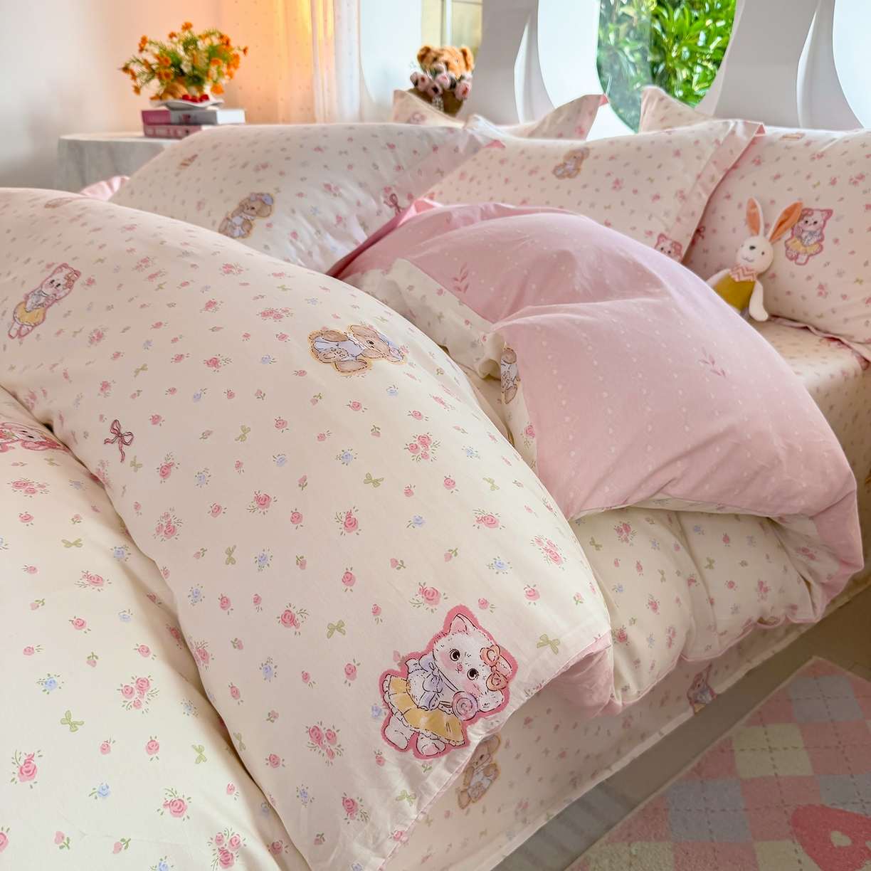 91家纺网 家纺一手货源 找家纺 （总）壹贝家纺 2026新款小清新纯棉印花四件套系列