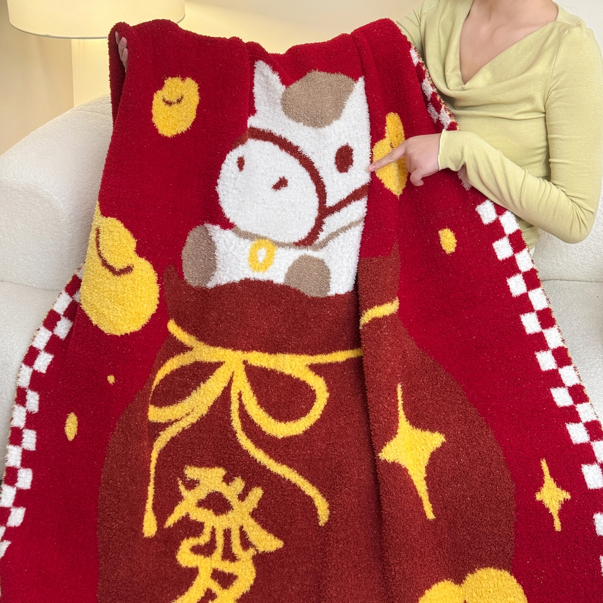 91家纺网 家纺一手货源 找家纺 （总）丹本家纺 2026新款A类软糯半边绒毛毯毯子马年暖心针织毯