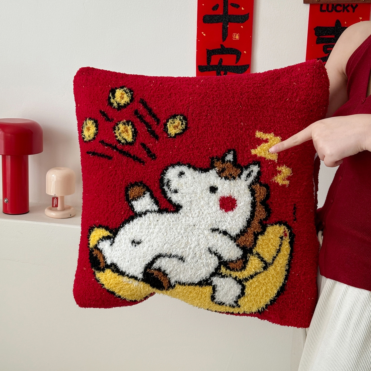 91家纺网 家纺一手货源 找家纺 丹本家纺 2026新款A类软糯半边绒毛毯毯子马年暖心针织毯 元宝马