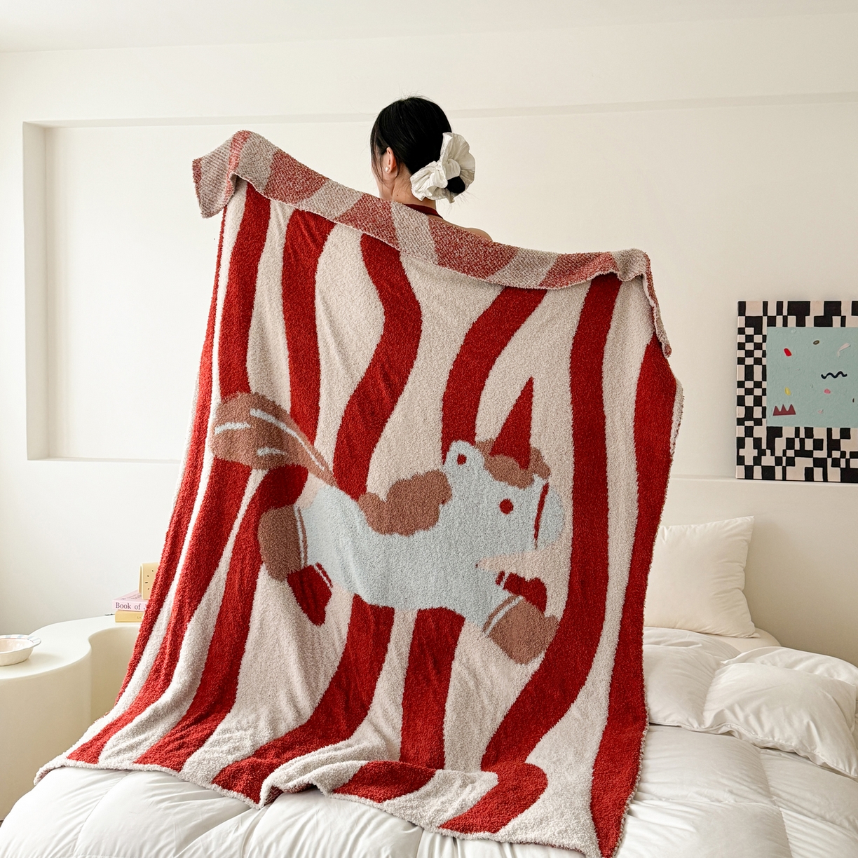 91家纺网 家纺一手货源 找家纺 丹本家纺 2026新款A类软糯半边绒毛毯毯子马年暖心针织毯 小马独角兽