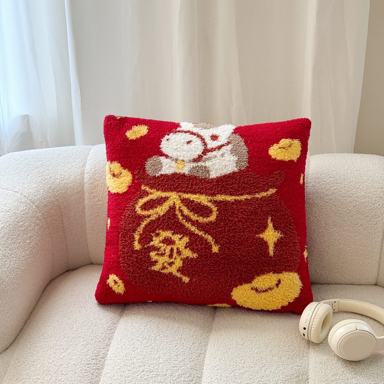 91家纺网 家纺一手货源 找家纺 丹本家纺 2026新款A类软糯半边绒毛毯毯子马年暖心针织毯 发财袋