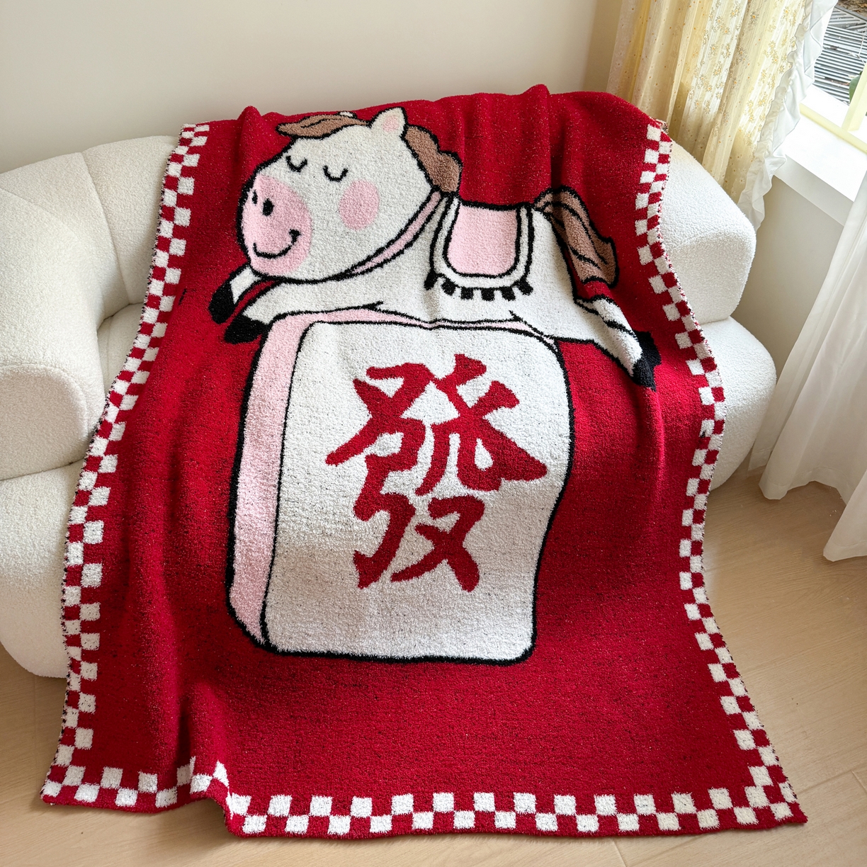 91家纺网 家纺一手货源 找家纺 （总）丹本家纺 2026新款A类软糯半边绒毛毯毯子马年暖心针织毯