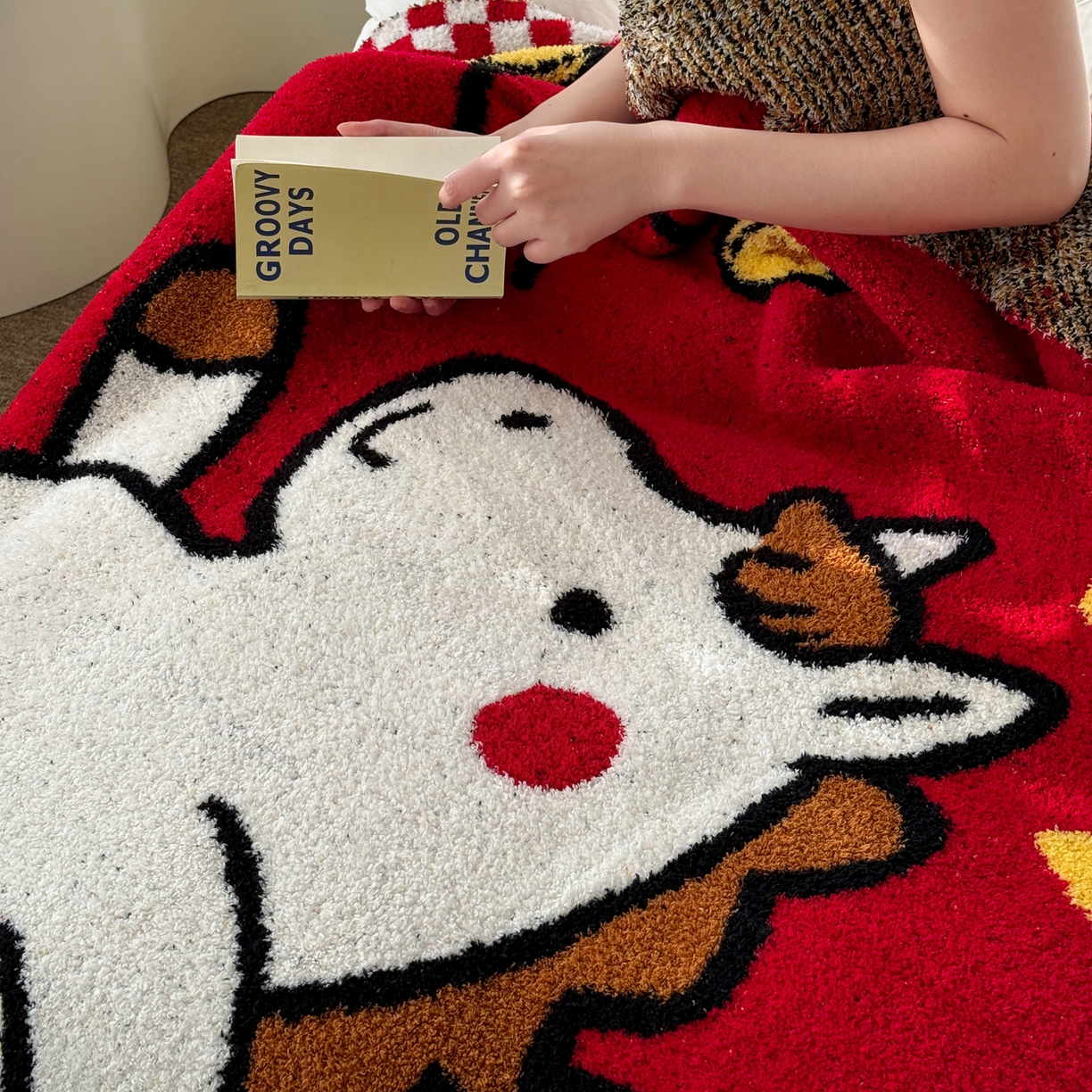 91家纺网 家纺一手货源 找家纺 丹本家纺 2026新款A类软糯半边绒毛毯毯子马年暖心针织毯 元宝马