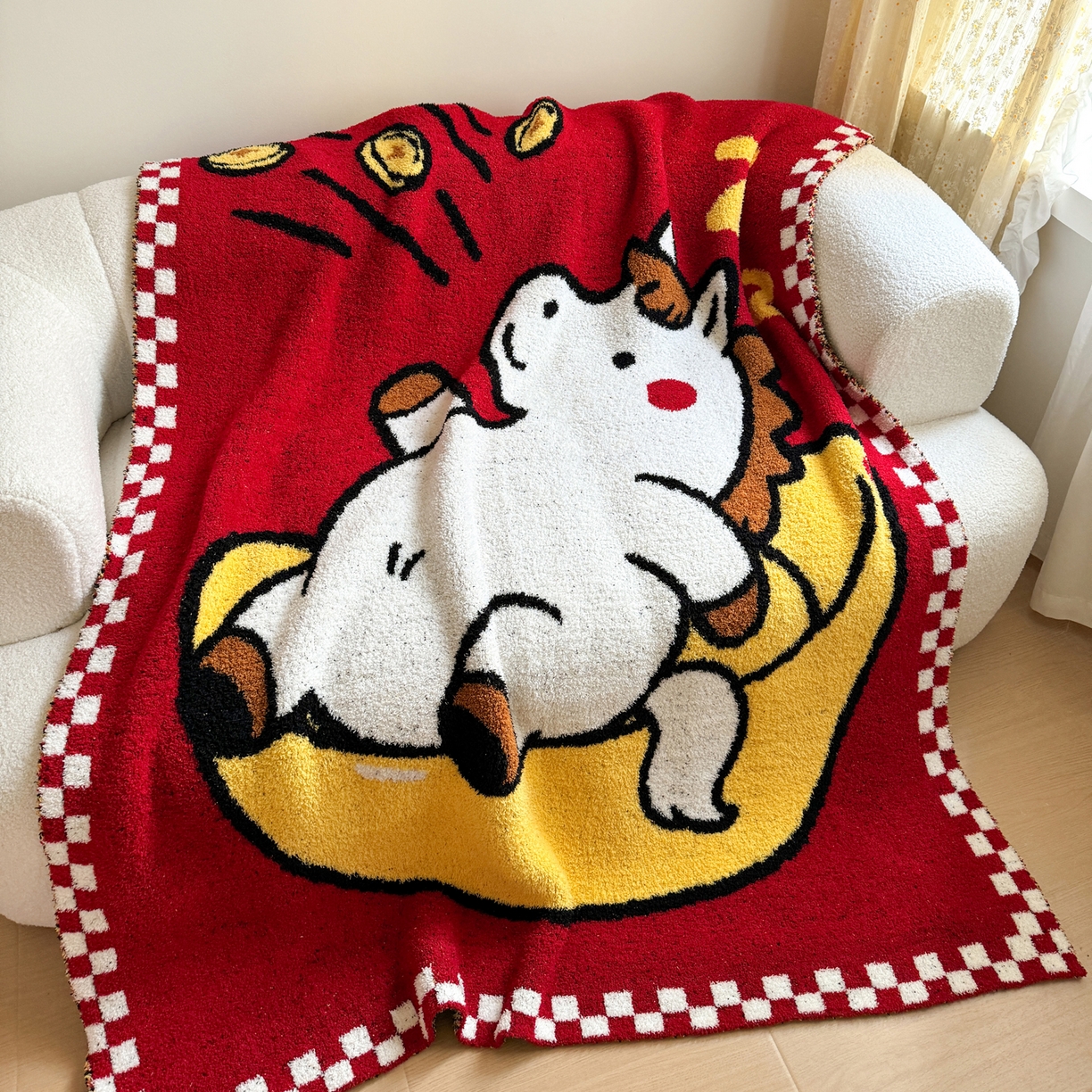 91家纺网 家纺一手货源 找家纺 （总）丹本家纺 2026新款A类软糯半边绒毛毯毯子马年暖心针织毯