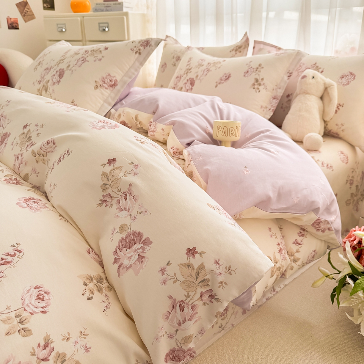 91家纺网 家纺一手货源 找家纺 （总）壹贝家纺 2026新款小清新纯棉印花四件套系列