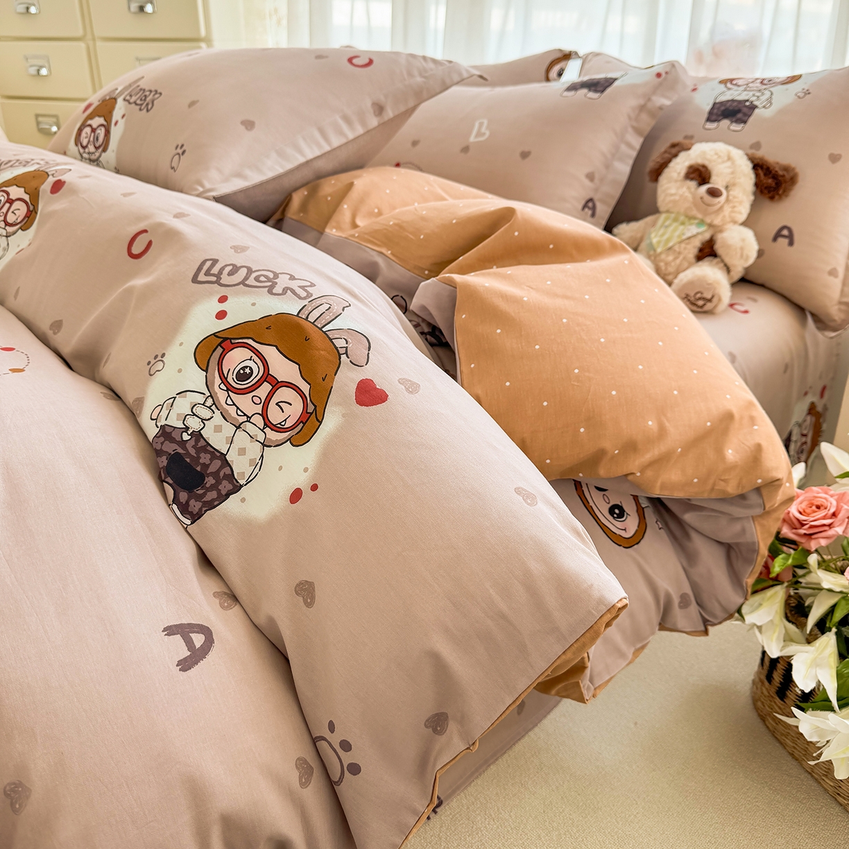 91家纺网 家纺一手货源 找家纺 （总）壹贝家纺 2026新款小清新纯棉印花四件套系列