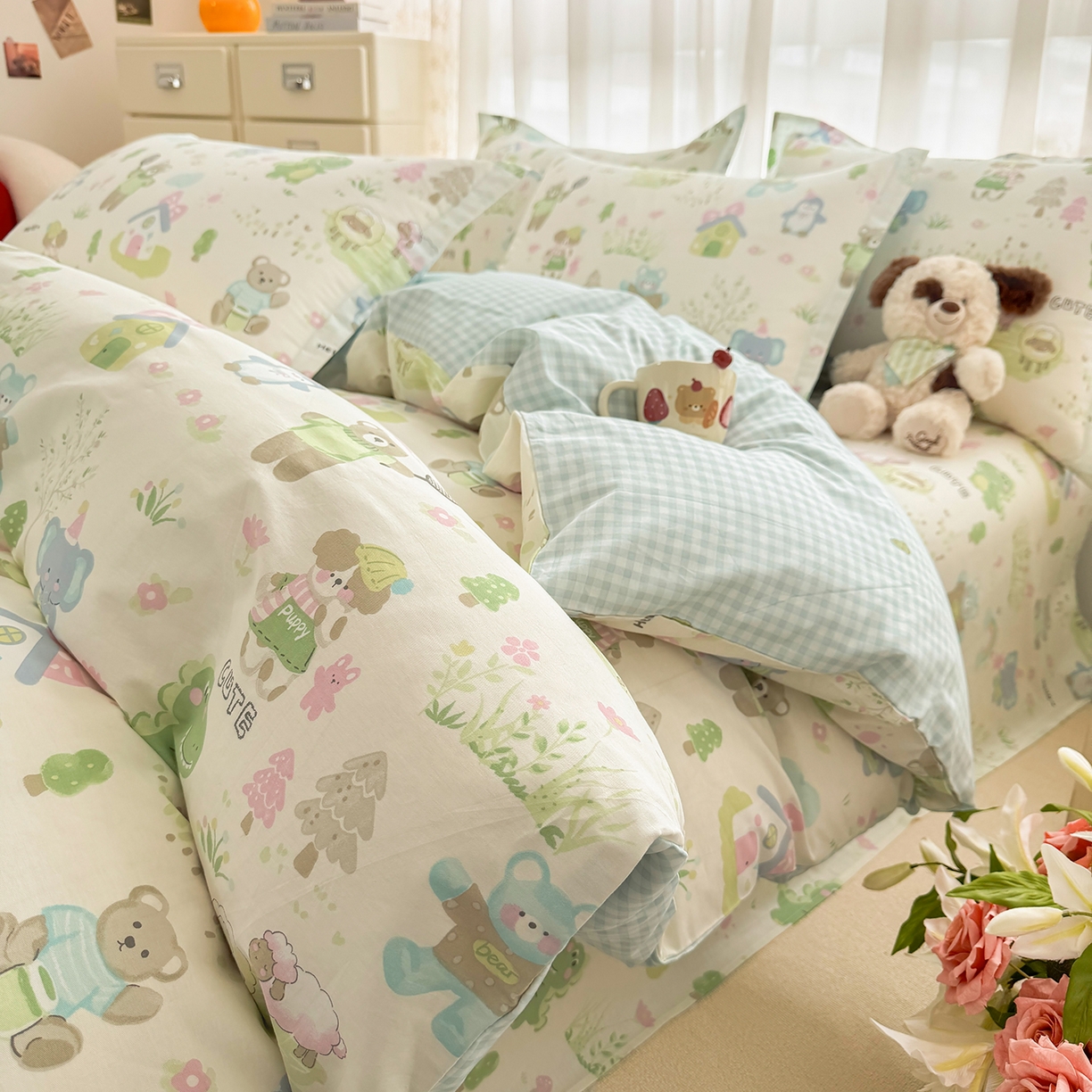 91家纺网 家纺一手货源 找家纺 （总）壹贝家纺 2026新款小清新纯棉印花四件套系列