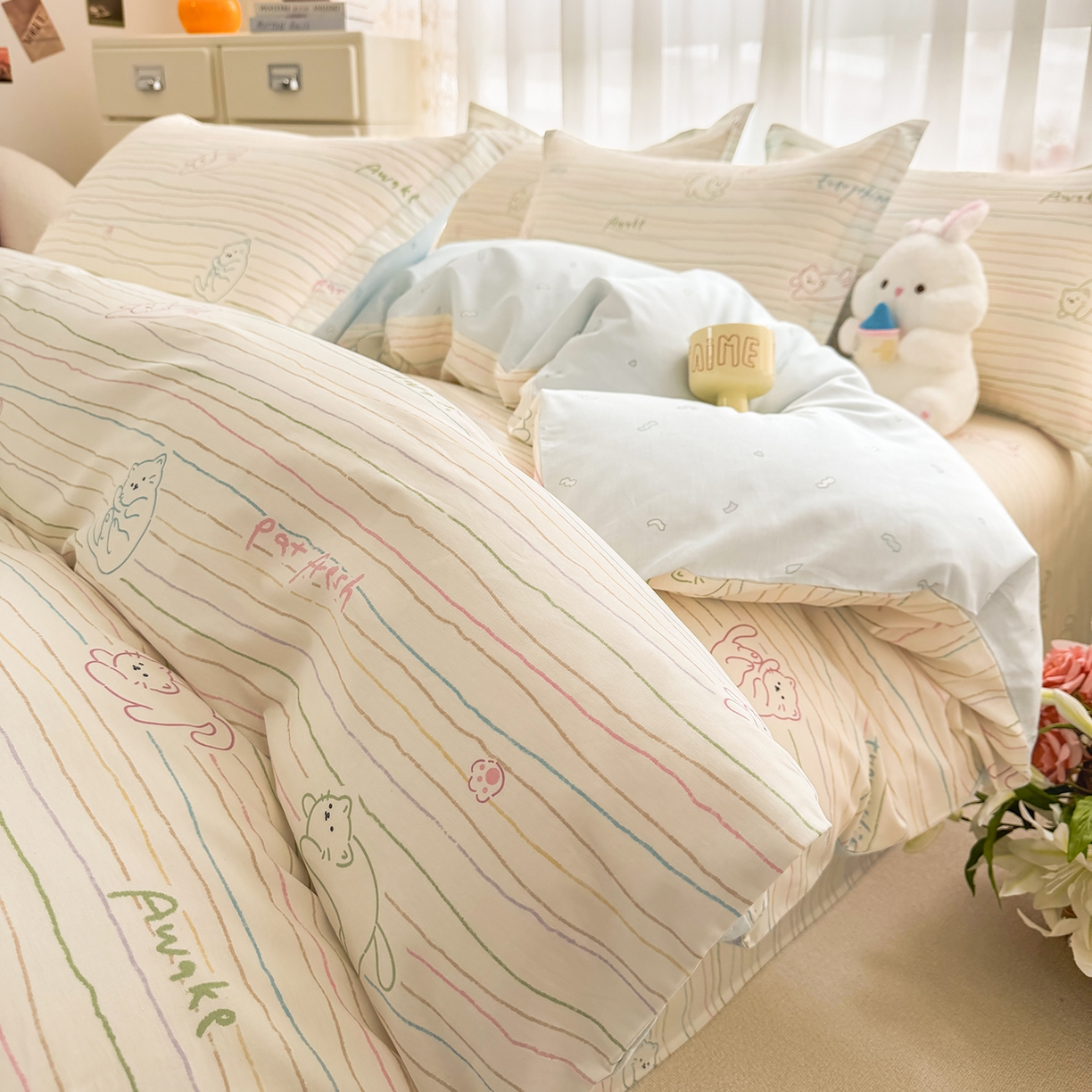 91家纺网 家纺一手货源 找家纺 （总）壹贝家纺 2026新款小清新纯棉印花四件套系列