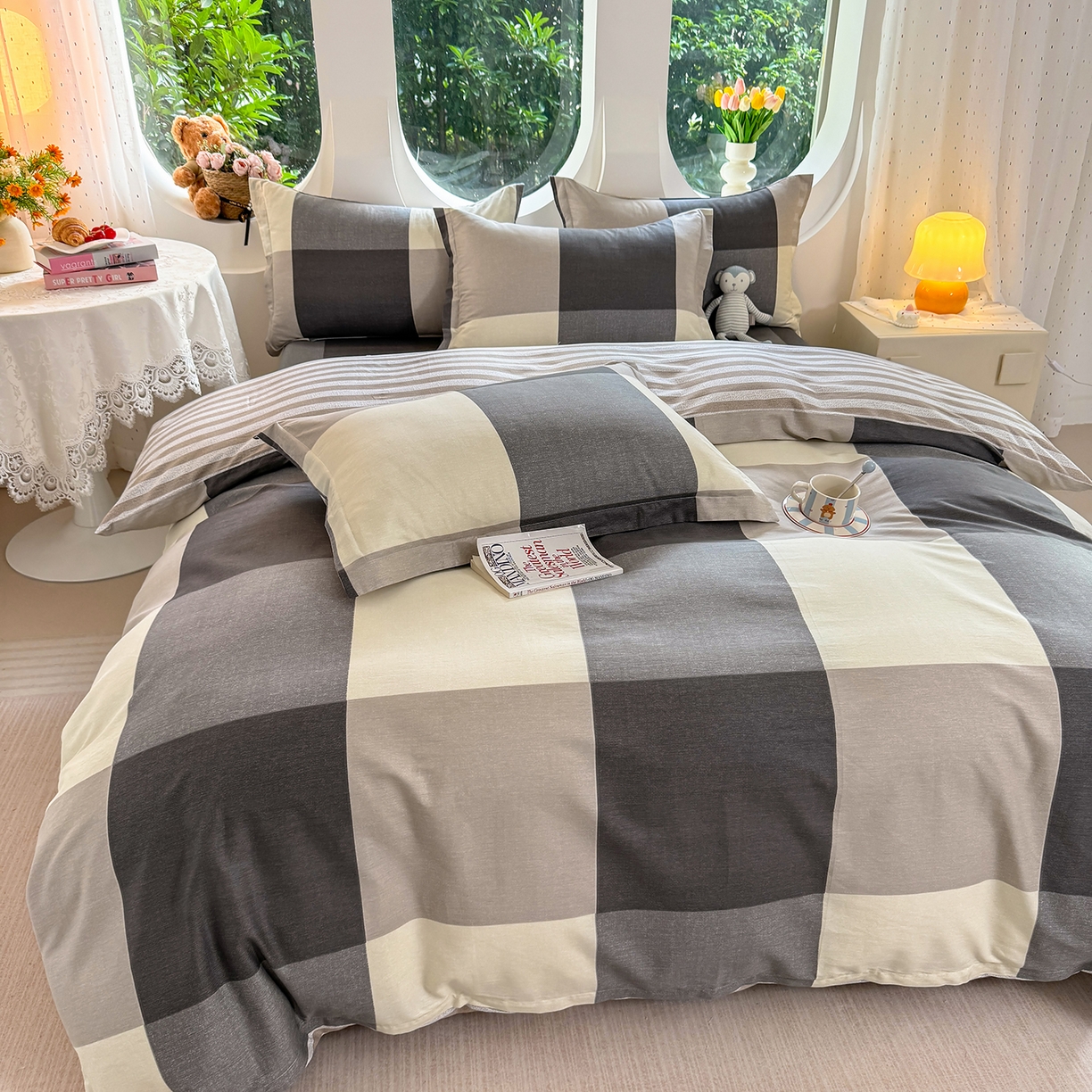 91家纺网 家纺一手货源 找家纺 壹贝家纺 2026新款小清新纯棉印花四件套系列 南山南