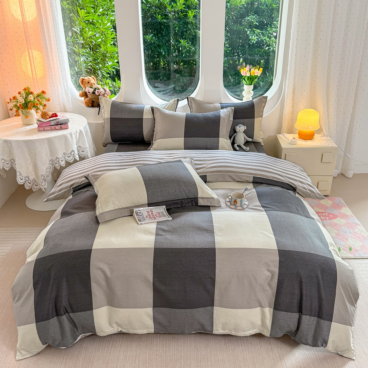 91家纺网 家纺一手货源 找家纺 壹贝家纺 2026新款小清新纯棉印花四件套系列 南山南