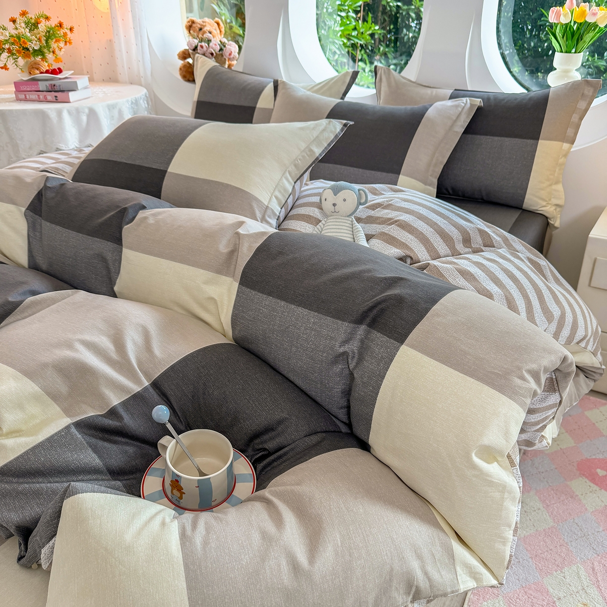 91家纺网 家纺一手货源 找家纺 壹贝家纺 2026新款小清新纯棉印花四件套系列 南山南