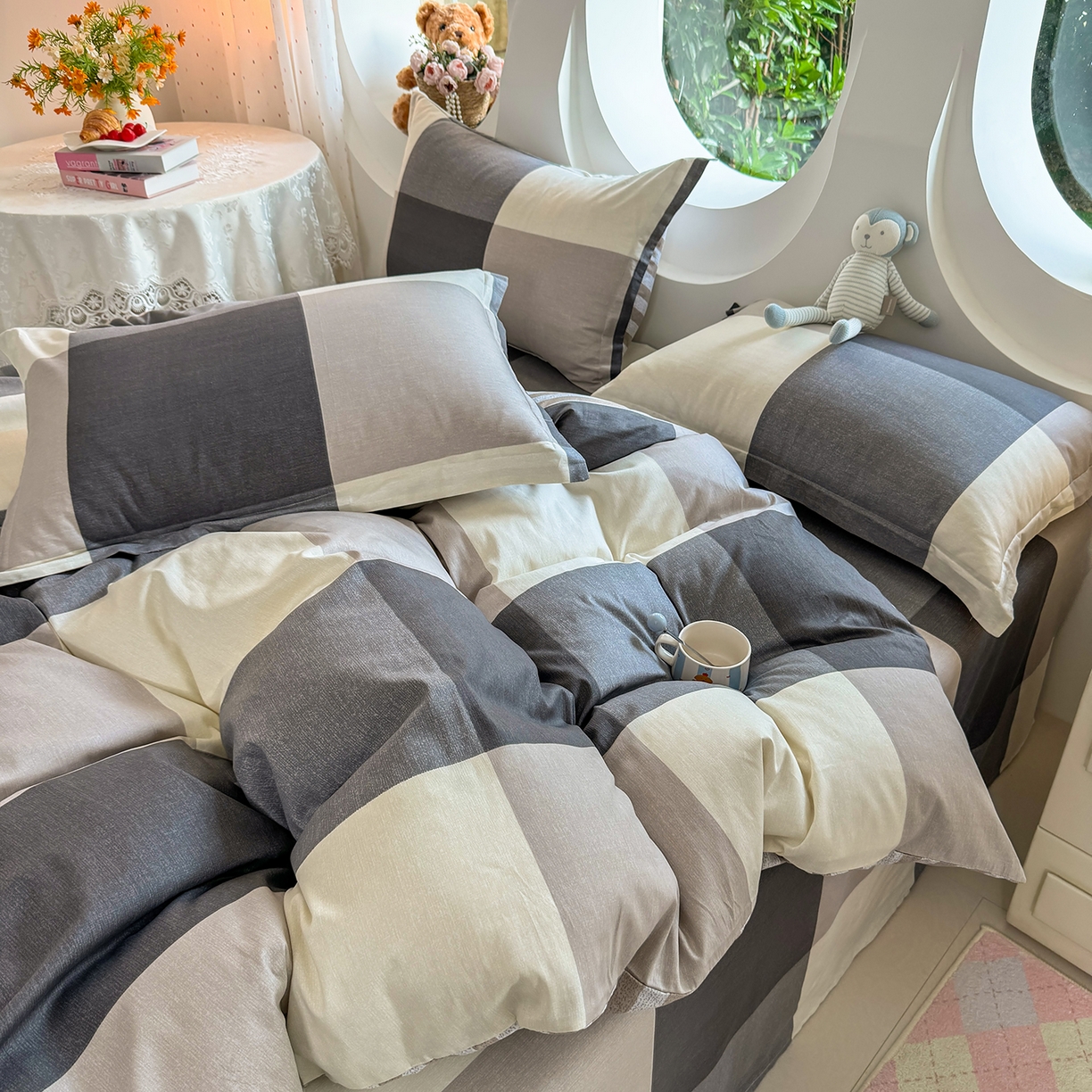 91家纺网 家纺一手货源 找家纺 壹贝家纺 2026新款小清新纯棉印花四件套系列 南山南