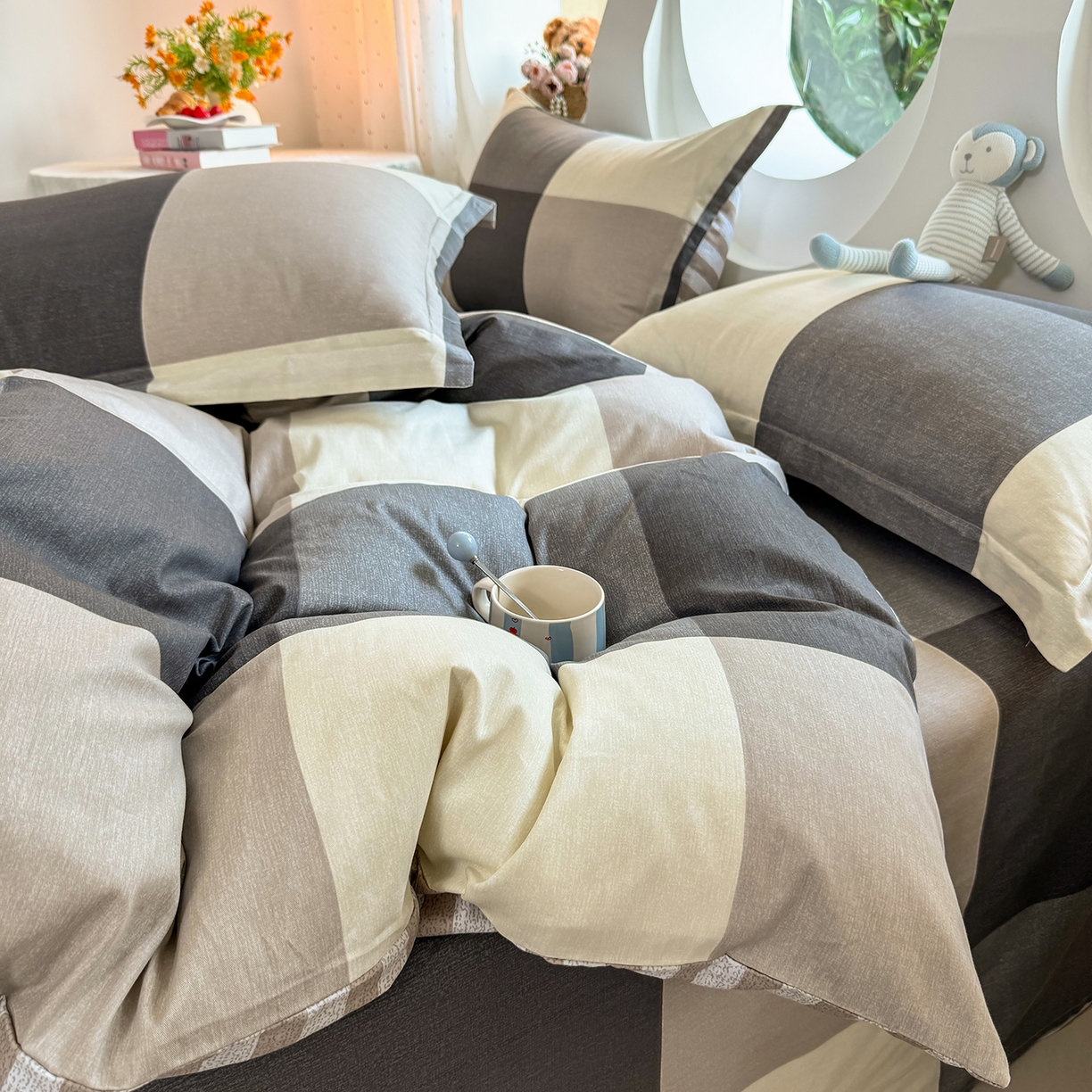 91家纺网 家纺一手货源 找家纺 壹贝家纺 2026新款小清新纯棉印花四件套系列 南山南