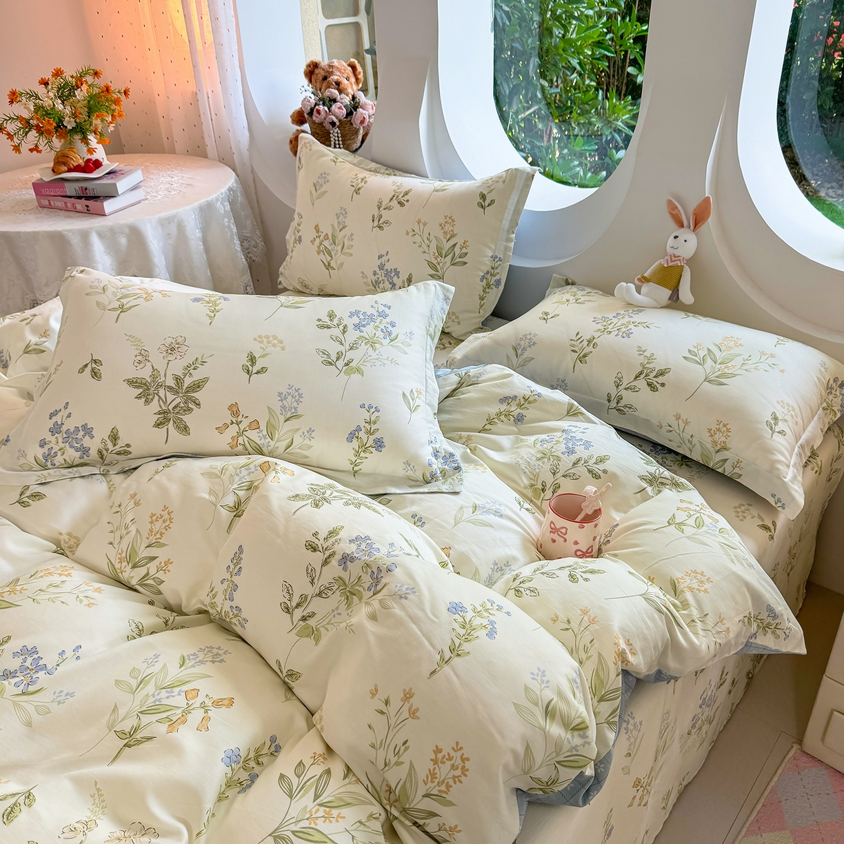 91家纺网 家纺一手货源 找家纺 壹贝家纺 2026新款小清新纯棉印花四件套系列 沁园春