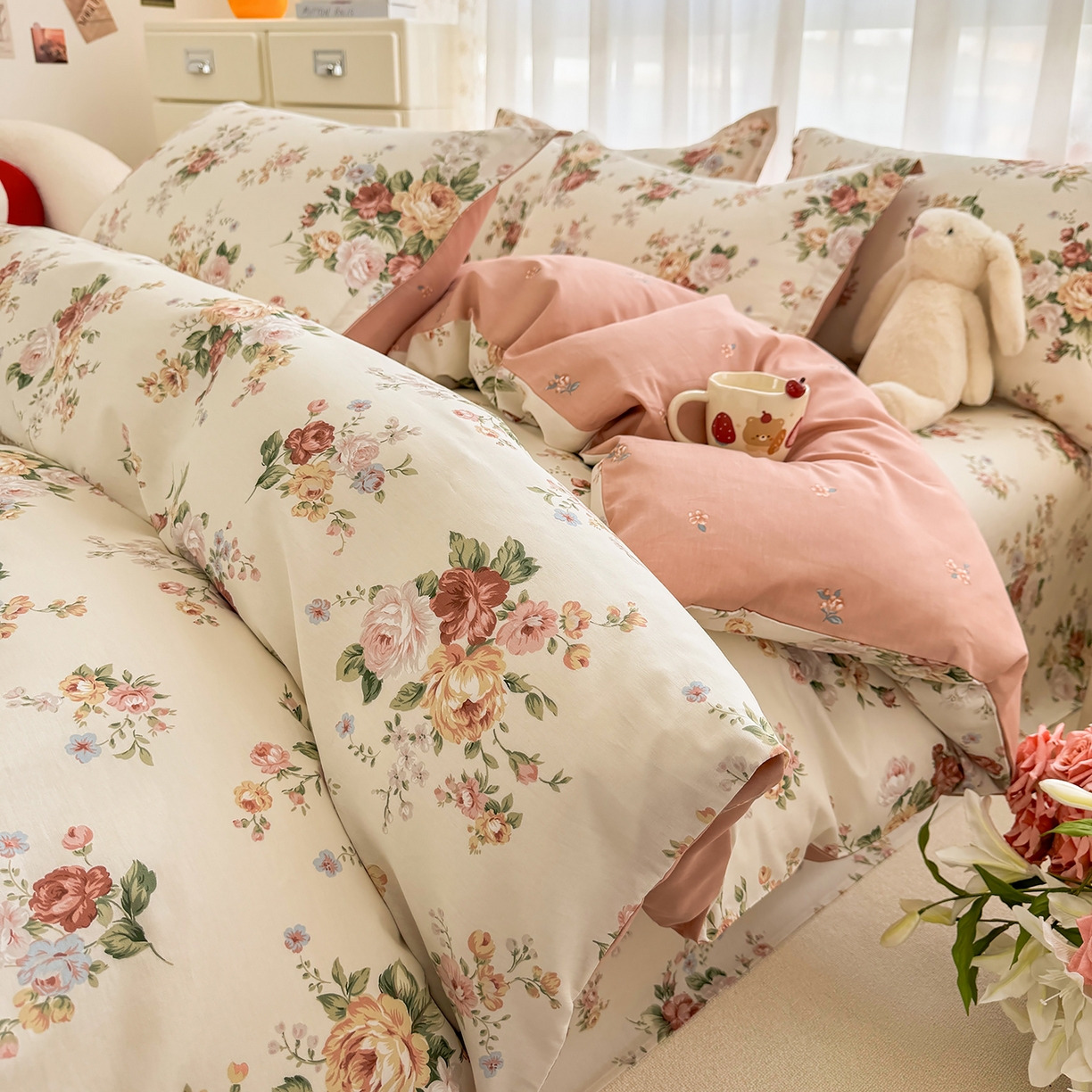 壹贝家纺 2026新款小清新纯棉印花四件套系列 倾城之恋