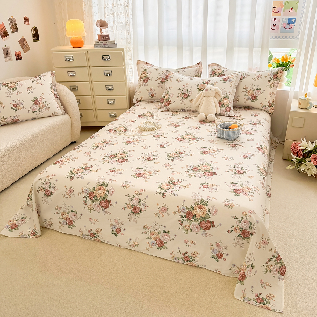 91家纺网 家纺一手货源 找家纺 壹贝家纺 2026新款小清新纯棉印花四件套系列 倾城之恋