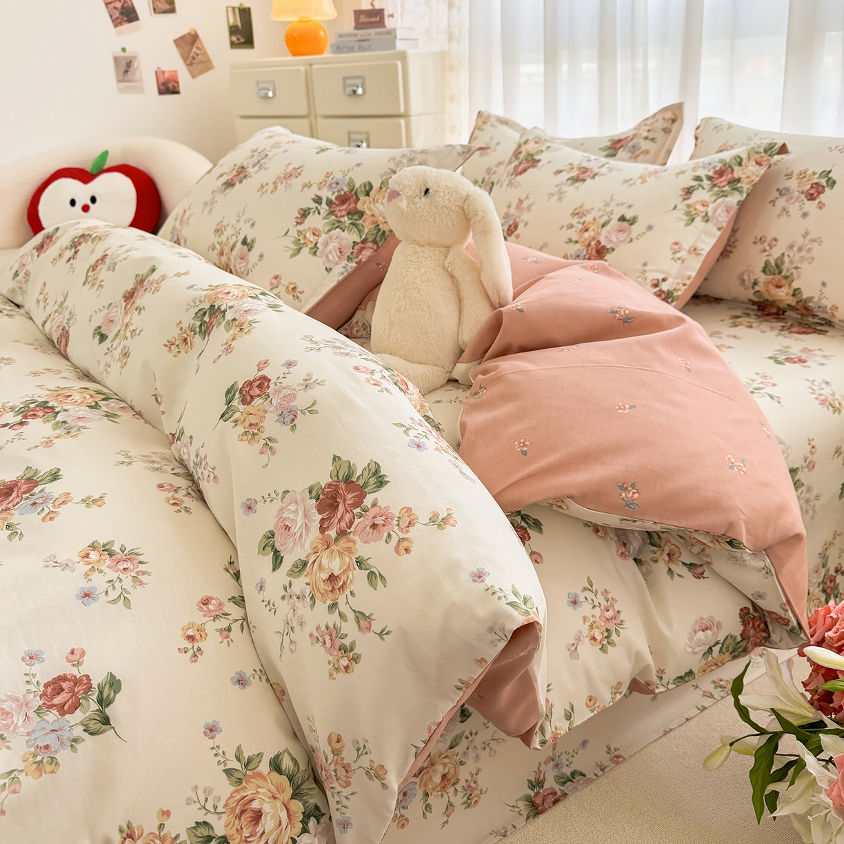 91家纺网 家纺一手货源 找家纺 壹贝家纺 2026新款小清新纯棉印花四件套系列 倾城之恋