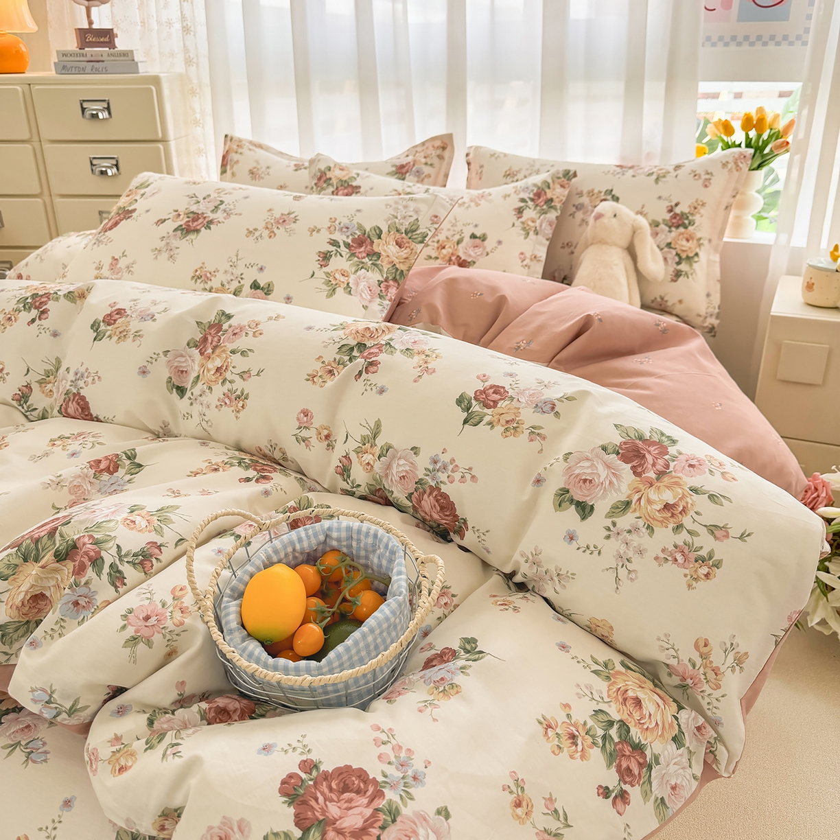 91家纺网 家纺一手货源 找家纺 壹贝家纺 2026新款小清新纯棉印花四件套系列 倾城之恋