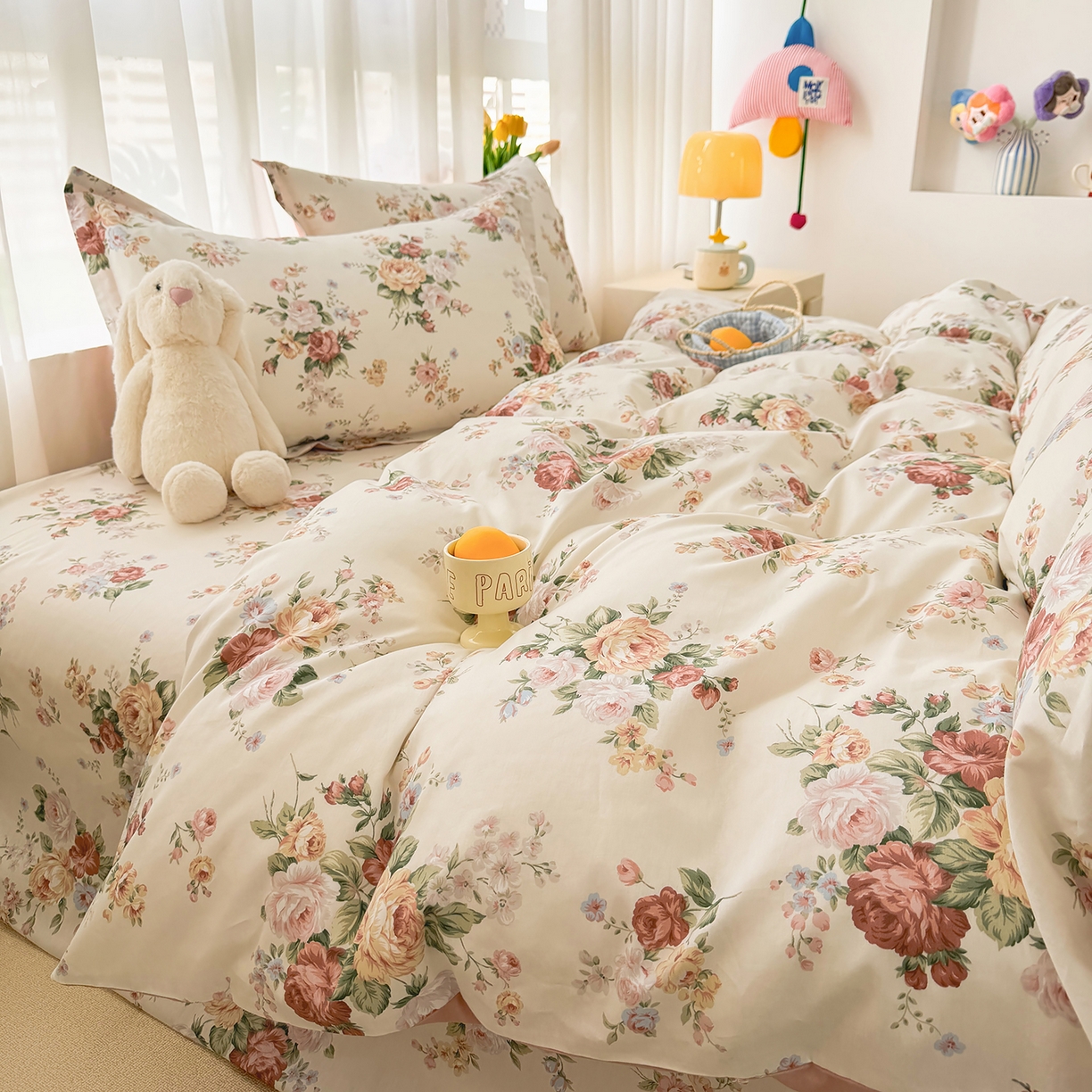 91家纺网 家纺一手货源 找家纺 壹贝家纺 2026新款小清新纯棉印花四件套系列 倾城之恋