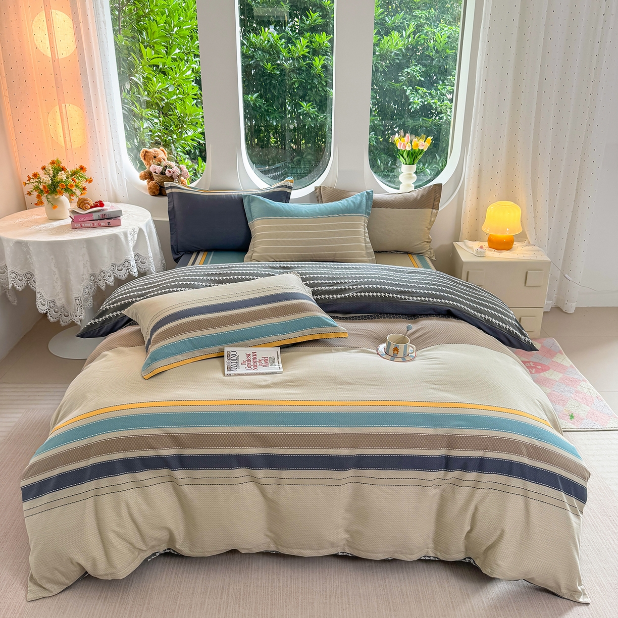 91家纺网 家纺一手货源 找家纺 壹贝家纺 2026新款小清新纯棉印花四件套系列 如果爱