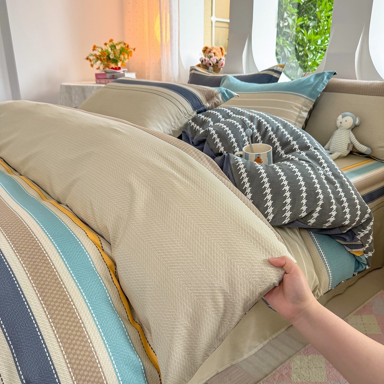 91家纺网 家纺一手货源 找家纺 壹贝家纺 2026新款小清新纯棉印花四件套系列 如果爱